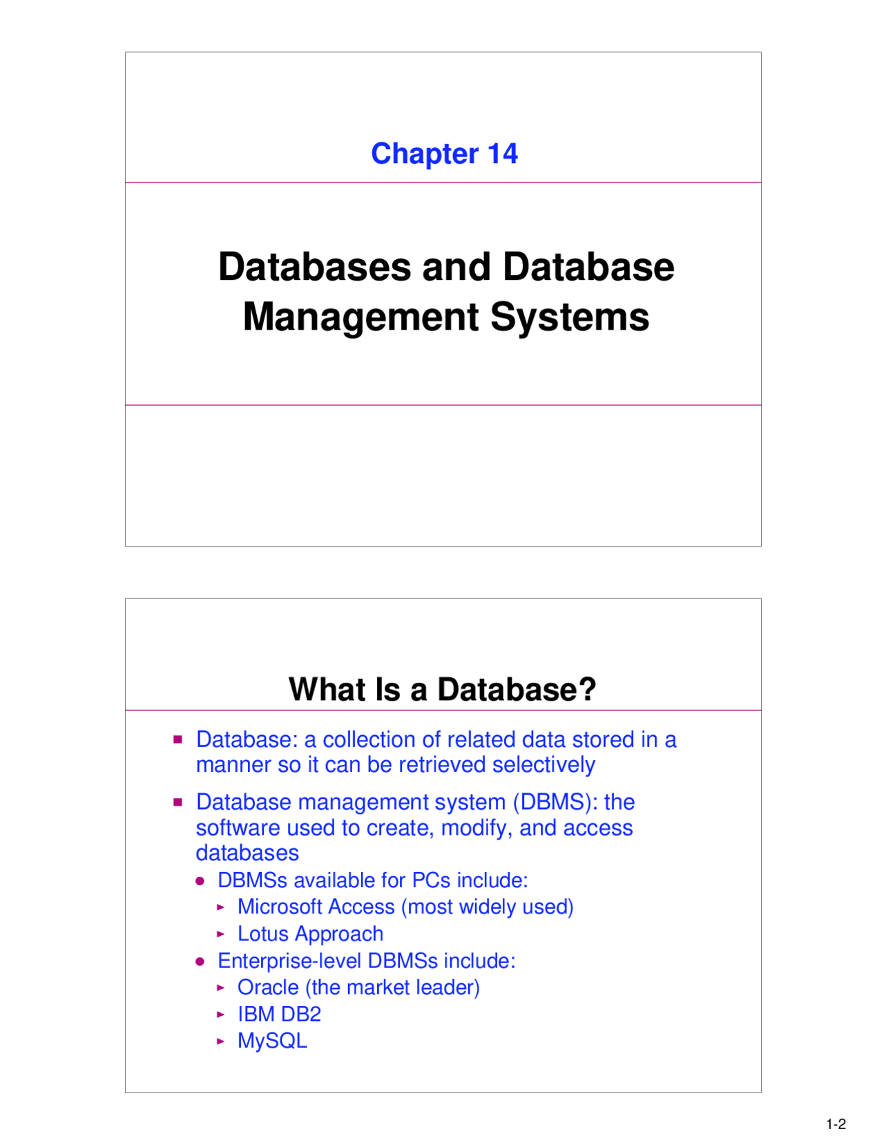 Databases and Databases Management Systems - Lecture Slides | CIS 101 ...