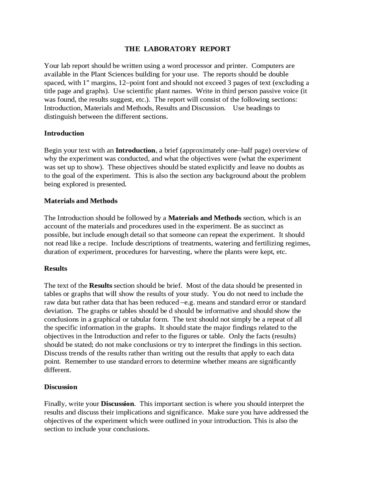 An Introduction to the Materials and Methods in Laboratory Report ...