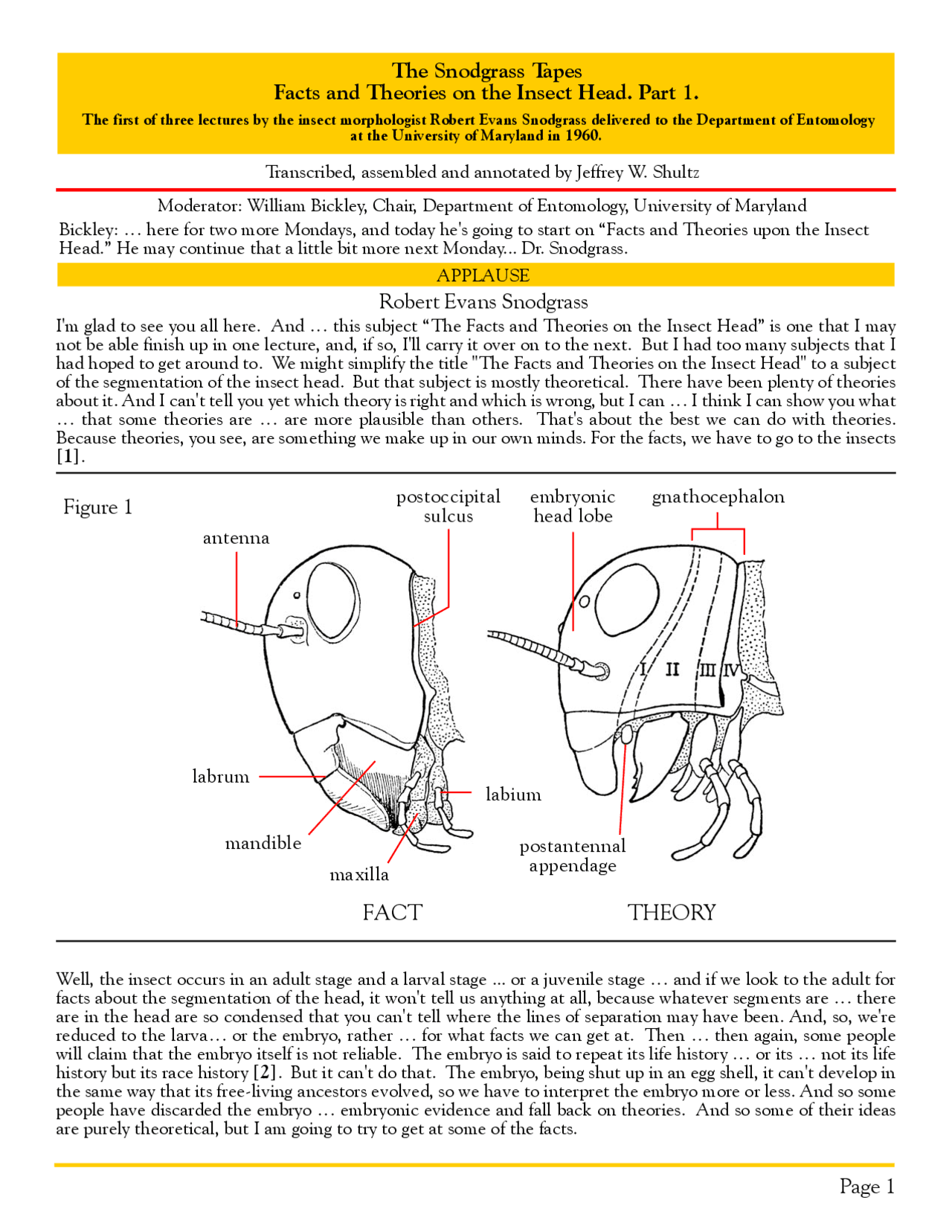 The Snodgrass Tapes Facts and Theories on the Insect Head | ENTM I ...