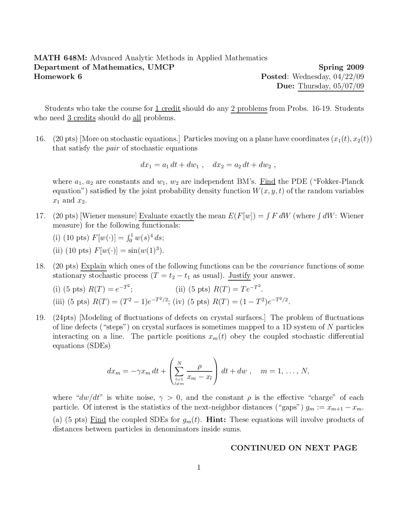 4 Problems on Advanced Analytic Methods in Mathematics - Assignment 6 ...