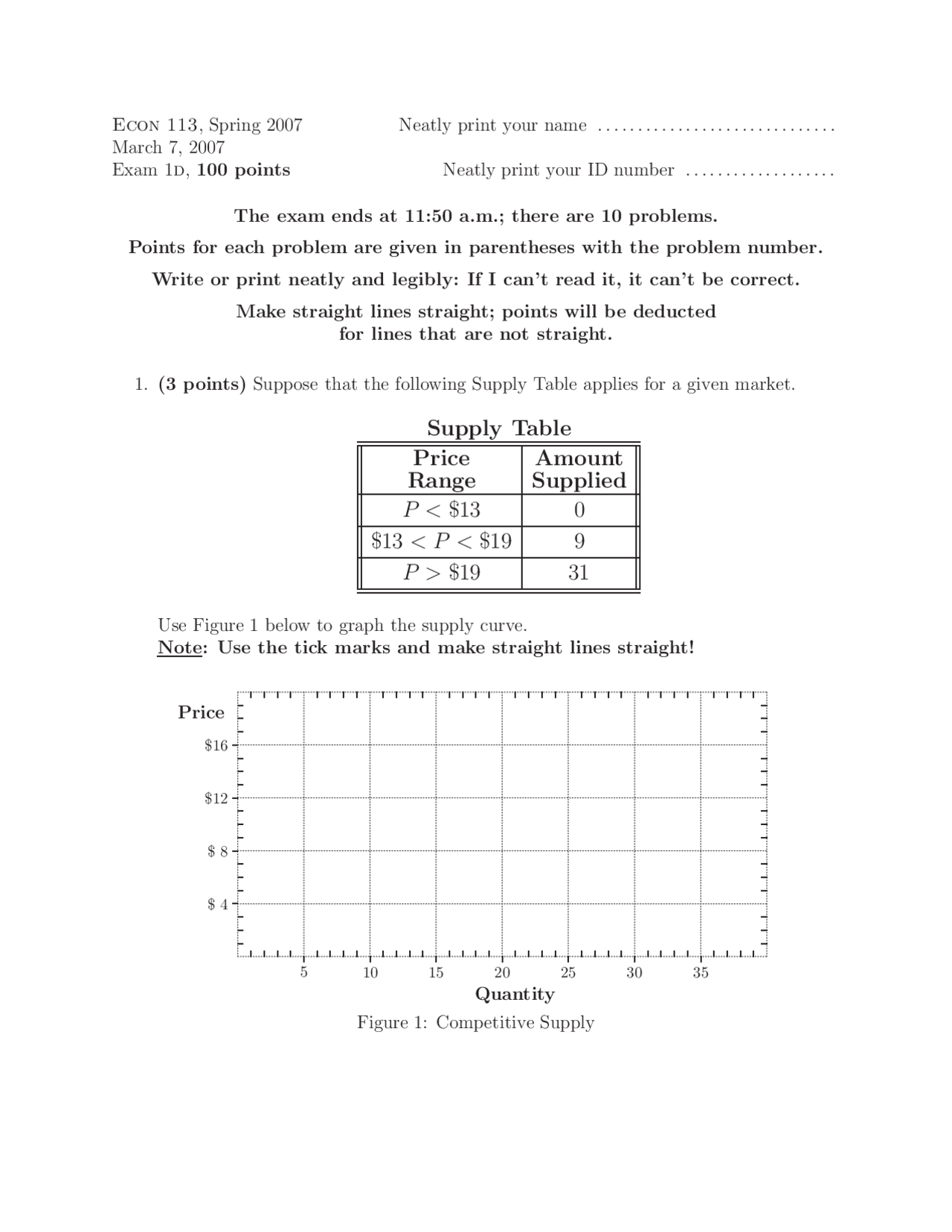 Practice Questions for Exam 1 - Introduction to Economics | ECON 113 ...