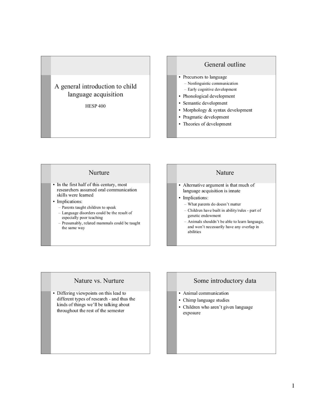 A General Introduction To Child Language Acquisition - Lecture Slides ...