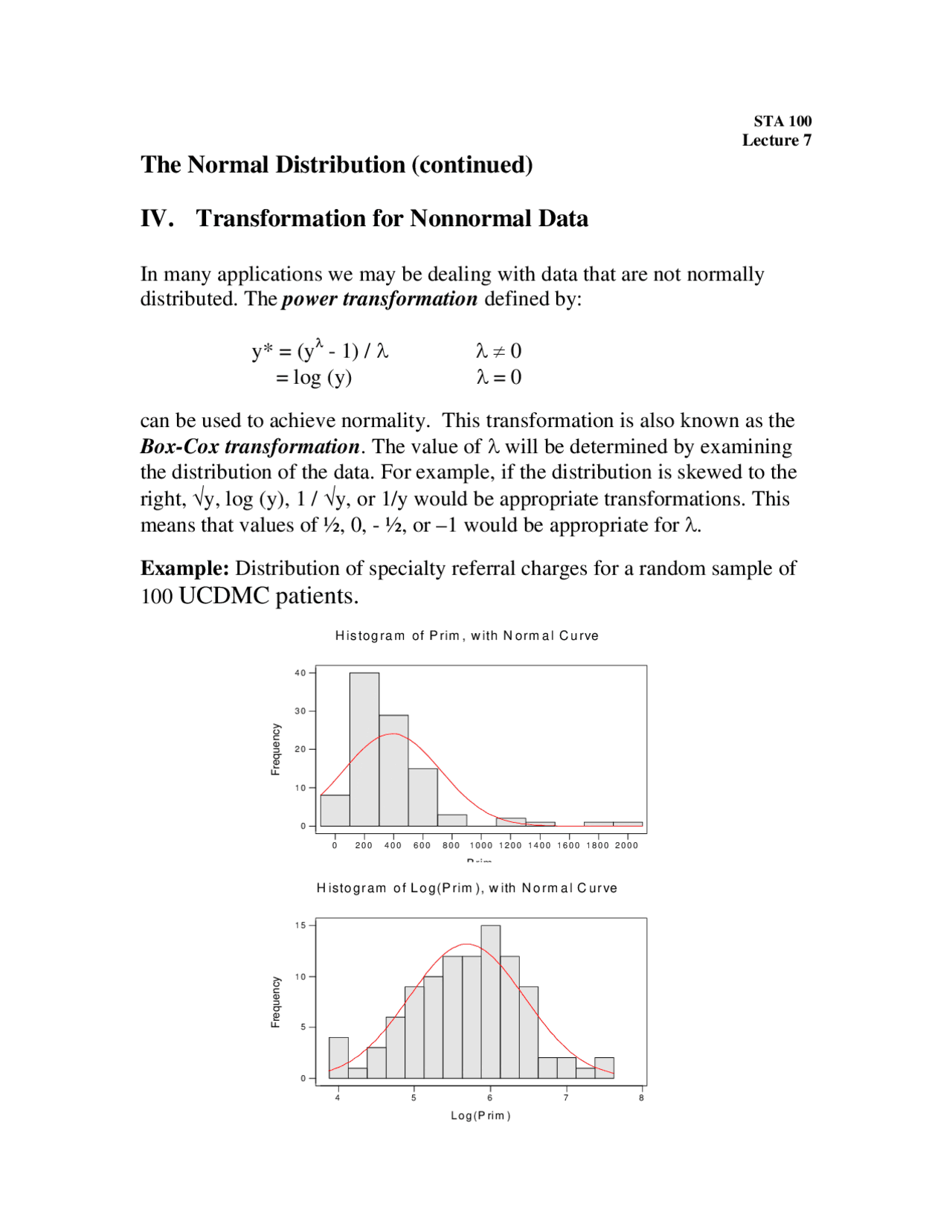 Notes on the Normal Distribution - Biological Science | STA 100 - Docsity