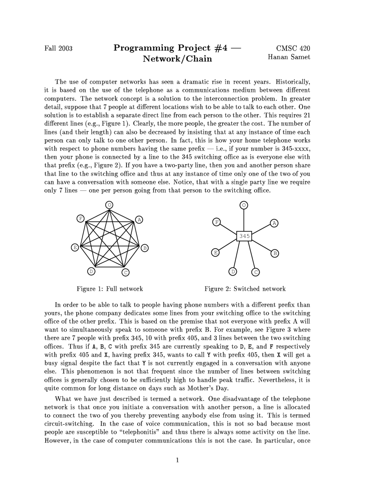 Programming Project on Network and Chain - Data Structures | CMSC 420 ...