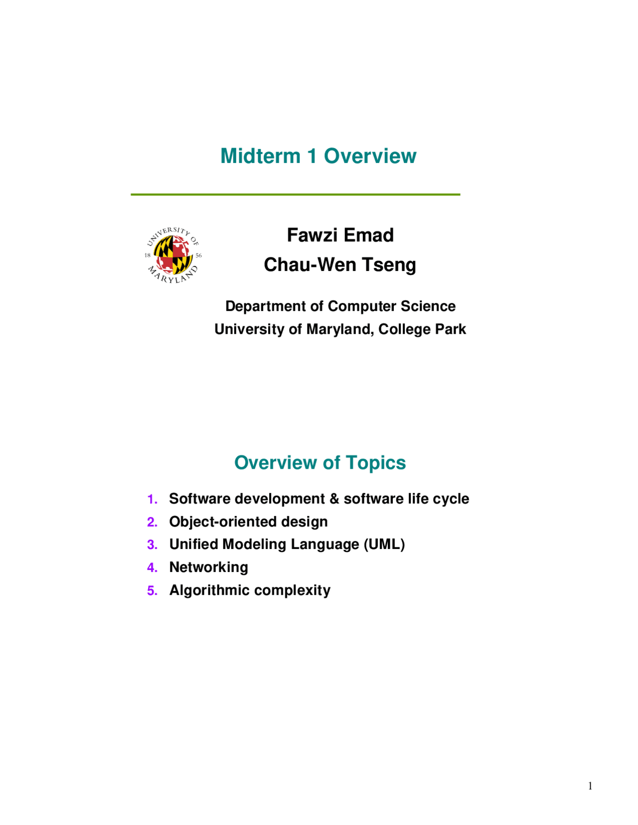 Midterm Overview - Object-Oriented Programming II | CMSC 132 - Docsity