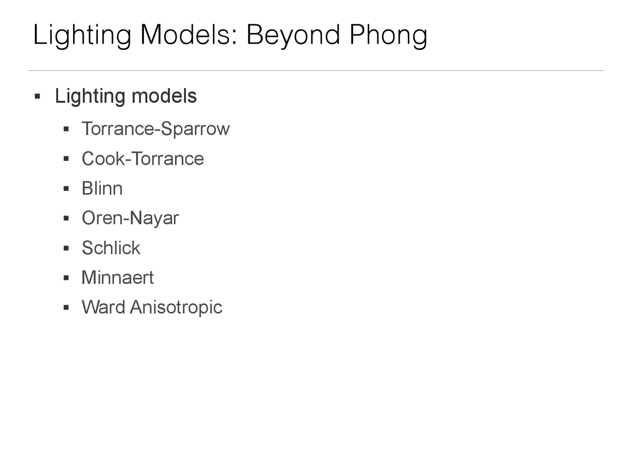 Lighting Models - Computer Science - Lecture Slides | CS T101 - Docsity