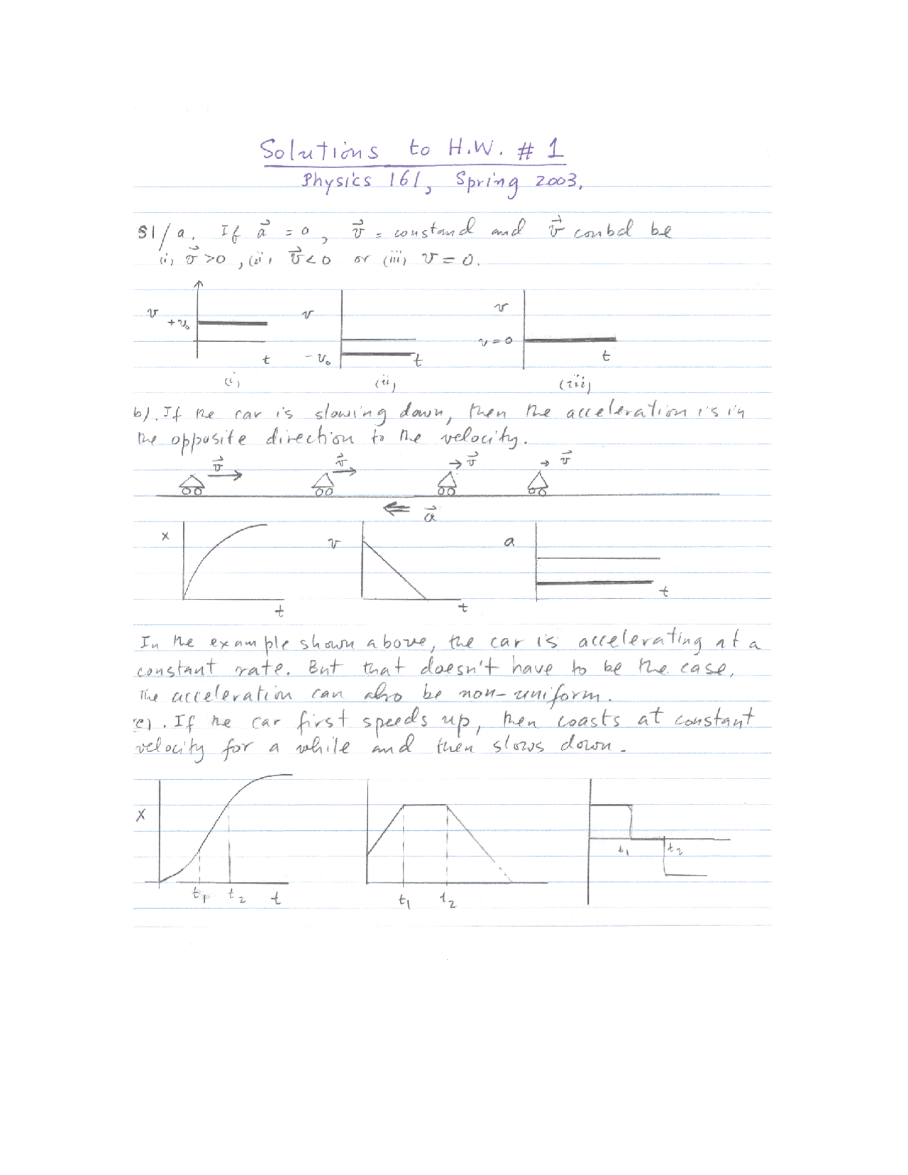 Homework 1 Solution - Mechanics and Particle Dynamics | PHYS 161 - Docsity