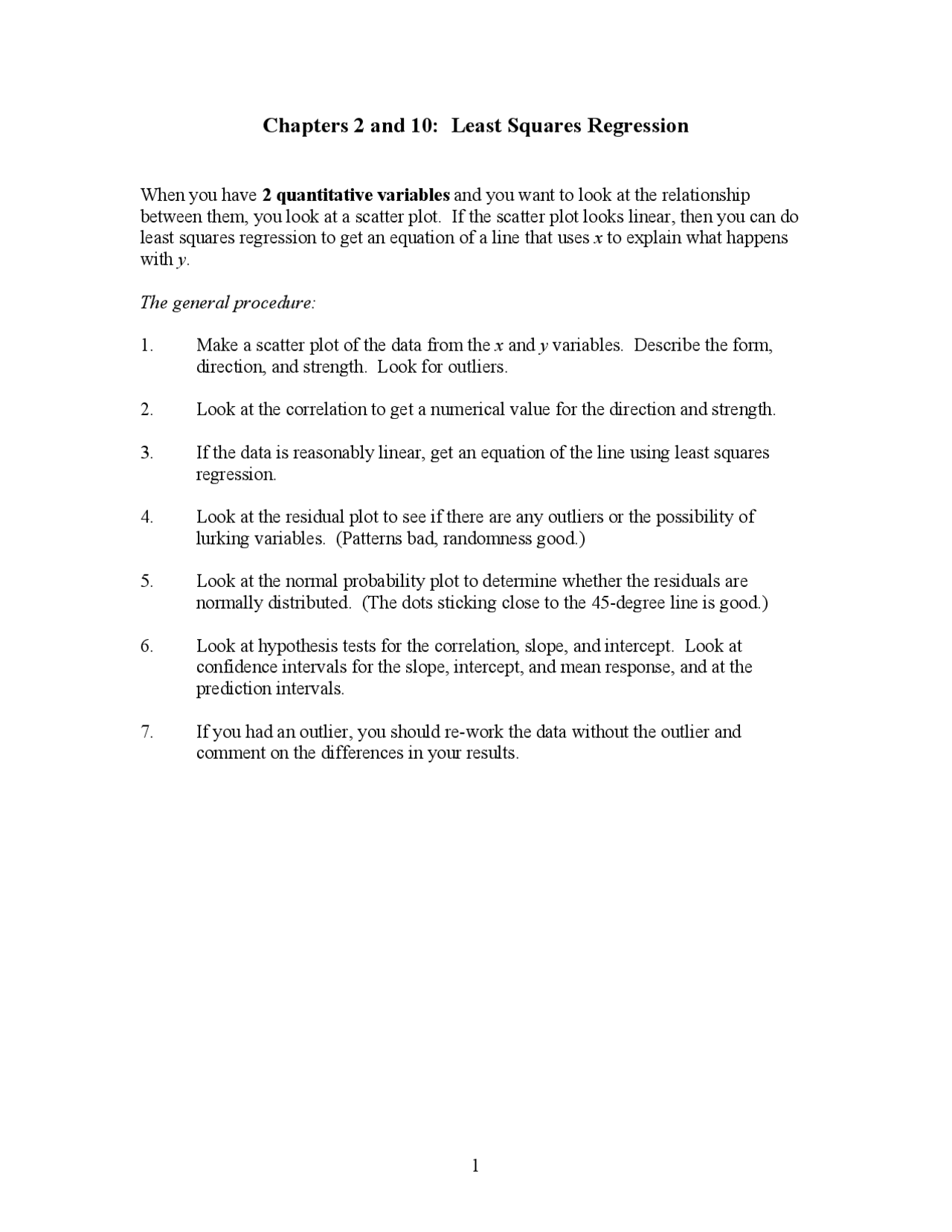 Study Materials for Least Squares Regression | STAT 30100 | Study notes ...