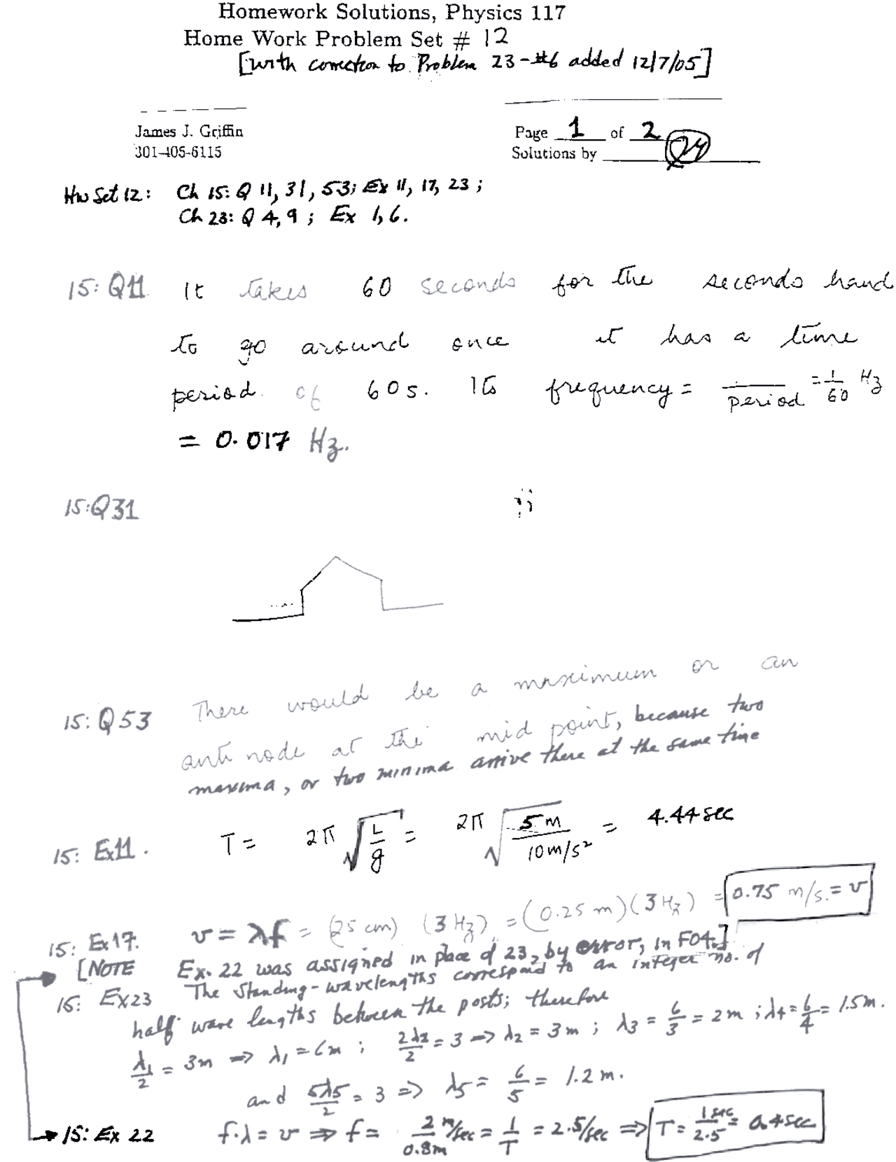 Introduction to Physics - Homework Problems Set 12 with Solution | PHYS ...