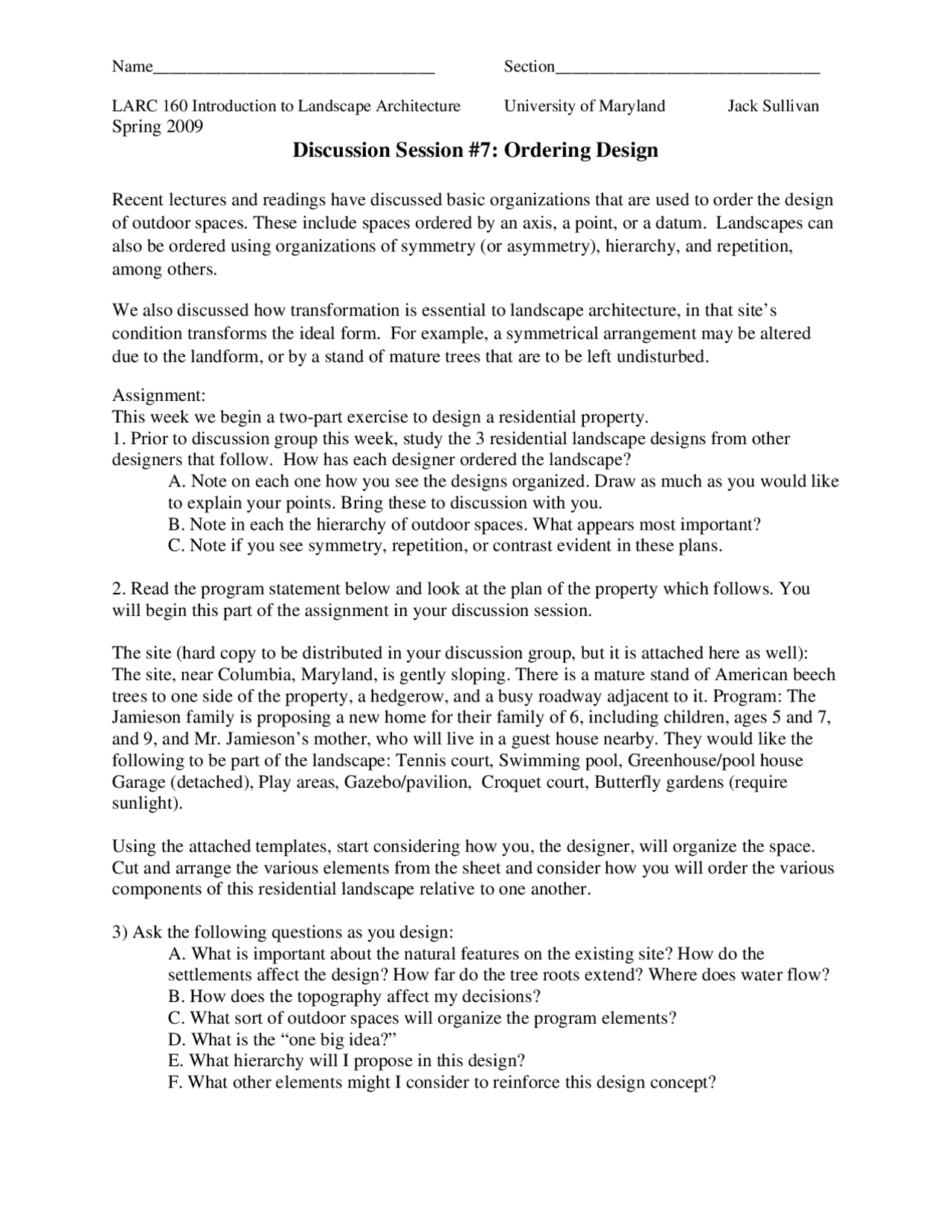 Introduction to Landscape Architecture - Assignment 7 | LARC 160 ...