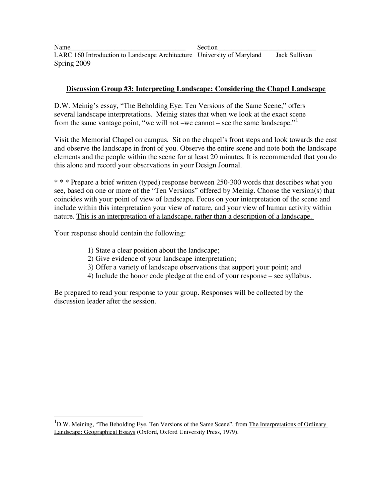 Interpreting Landscape: A Personal Perspective based on Meinig's Essay ...