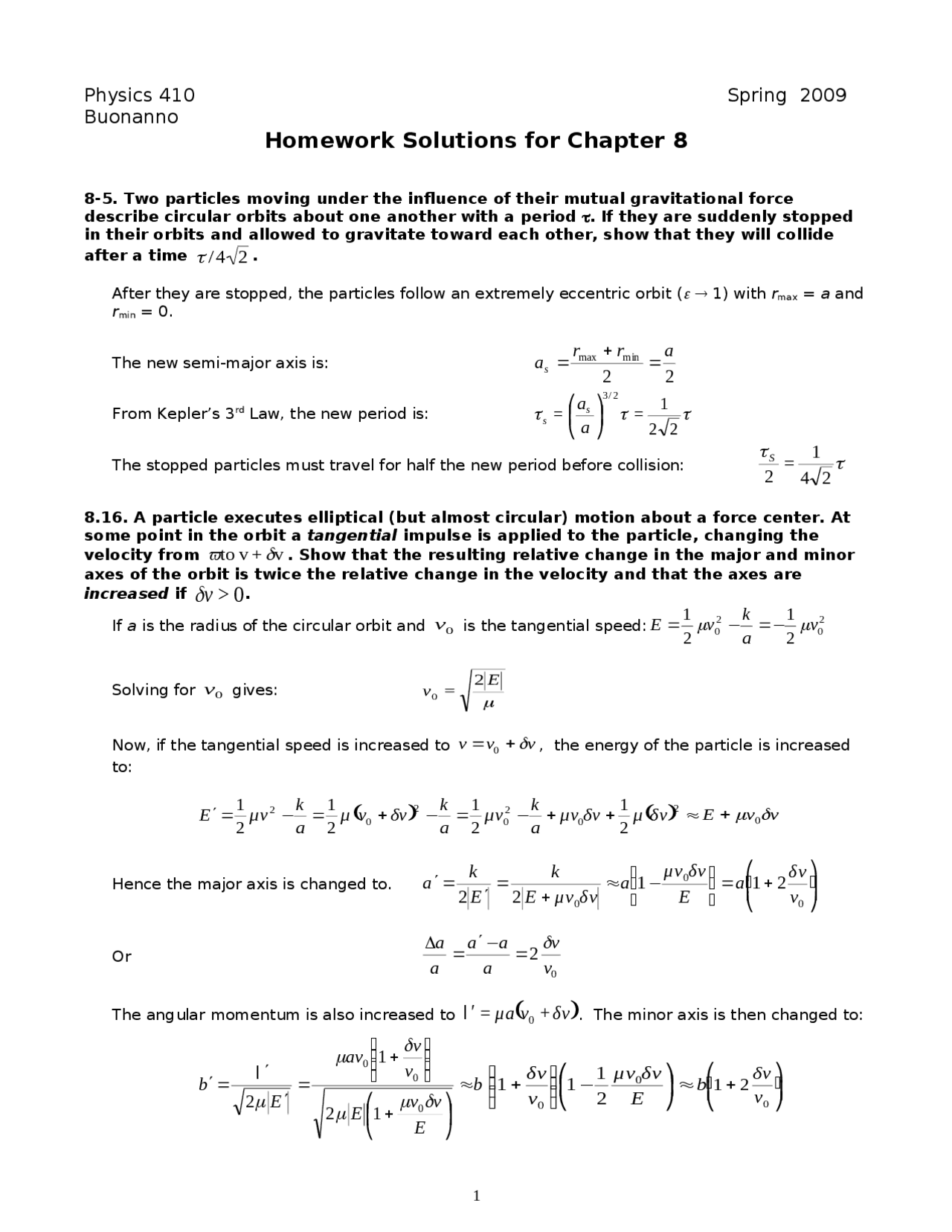4 Solved Questions on Gravitational Force - Homework | PHYS 410 ...