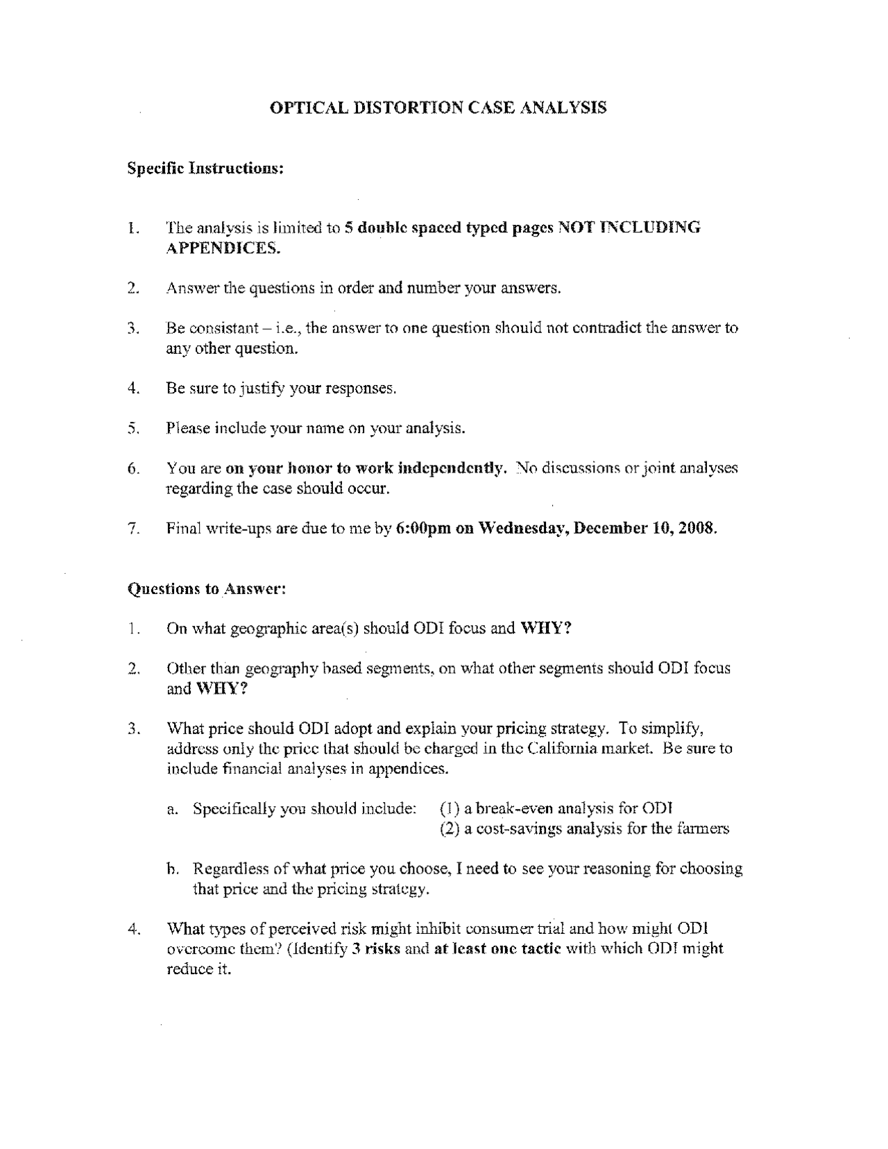 Optical Distortion Case Analysis - Assignment | BADM 623 - Docsity