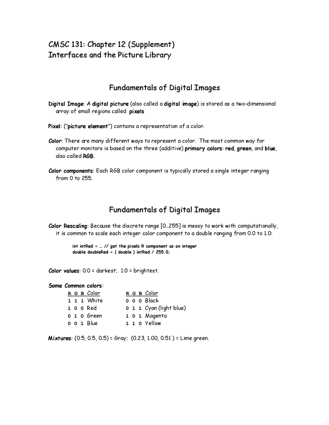 Interfaces and the Picture Library - Object Oriented Programming I ...