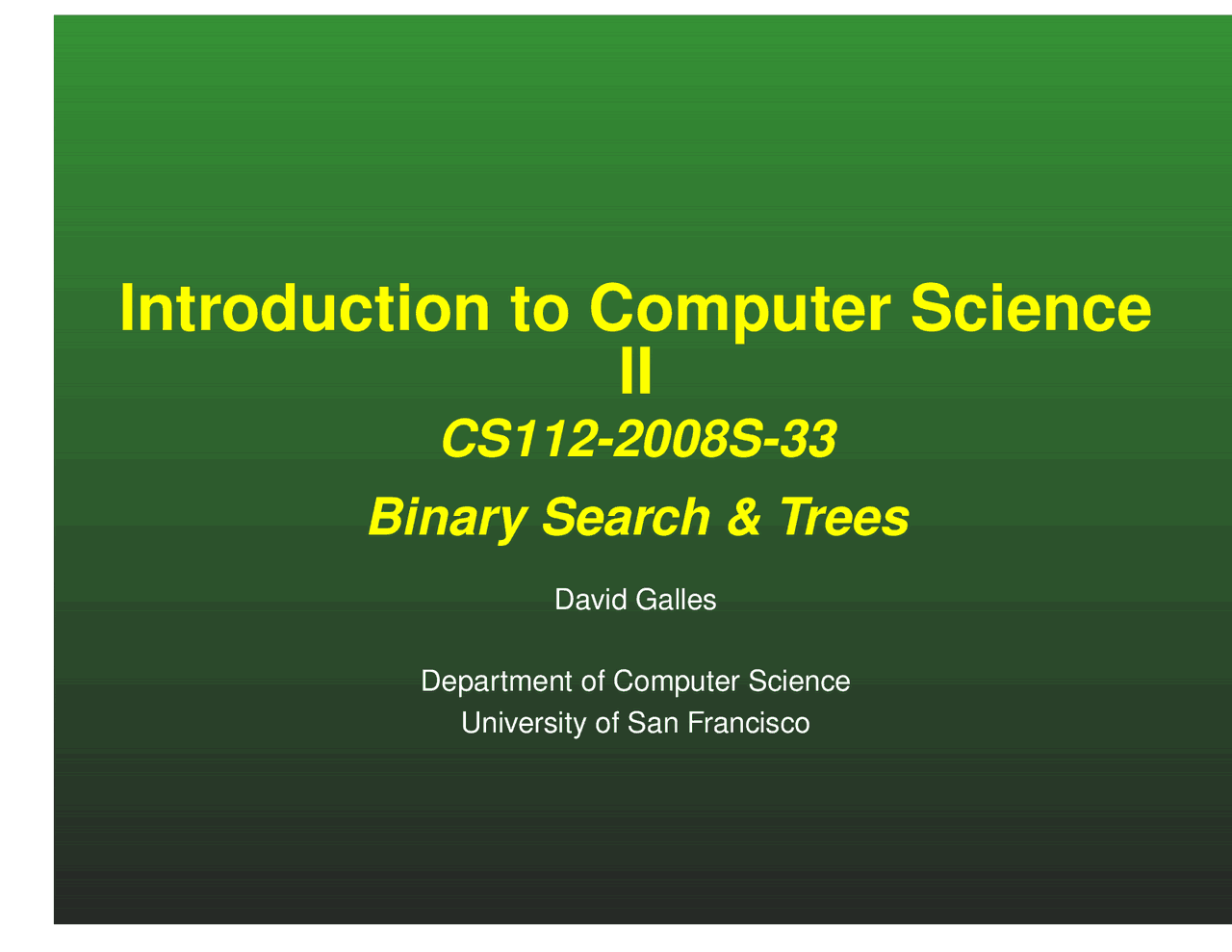Lecture Slides Binary Search and Trees in Computer Science II - Docsity