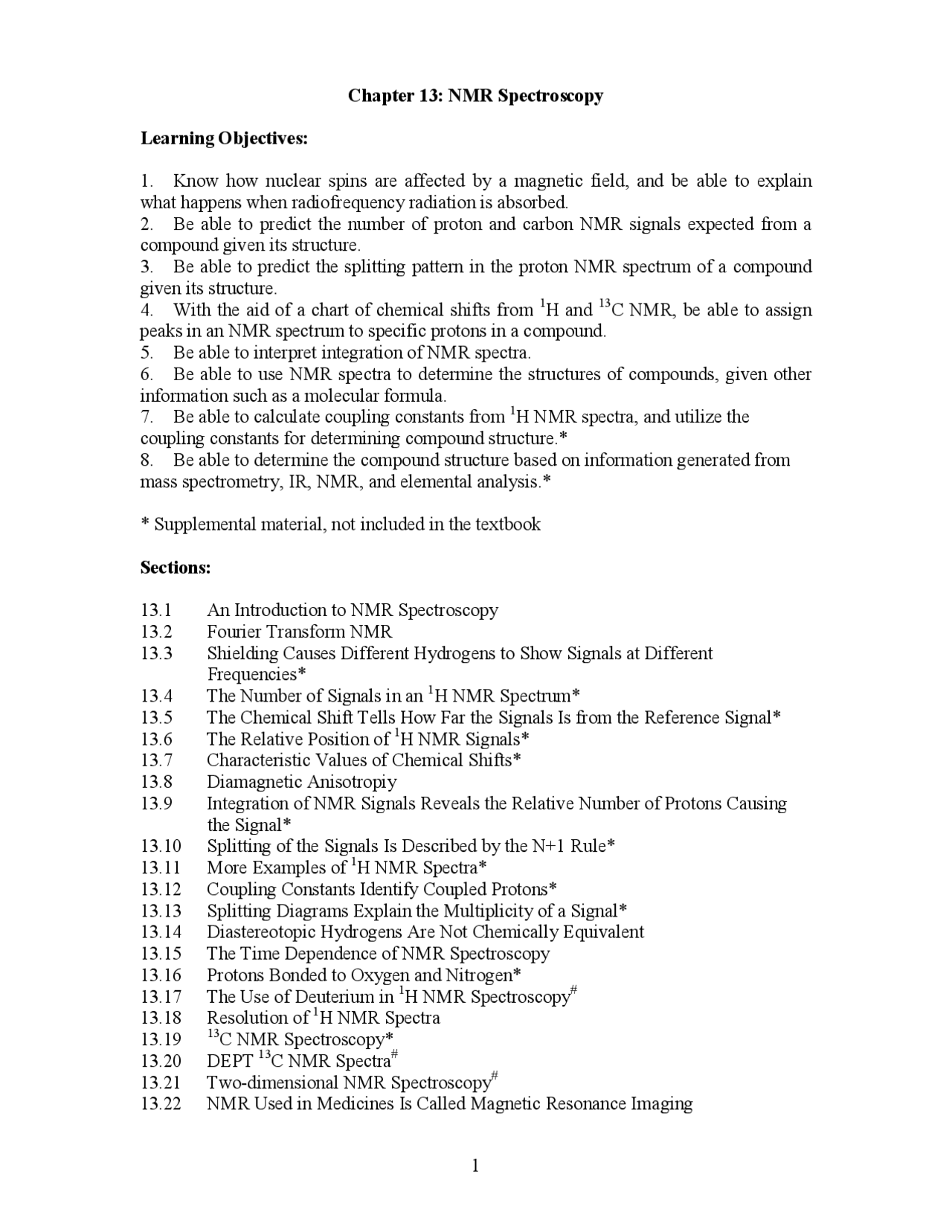 Notes on NMR Spectroscopy - Organic Chemistry II | CHEM 2320 - Docsity