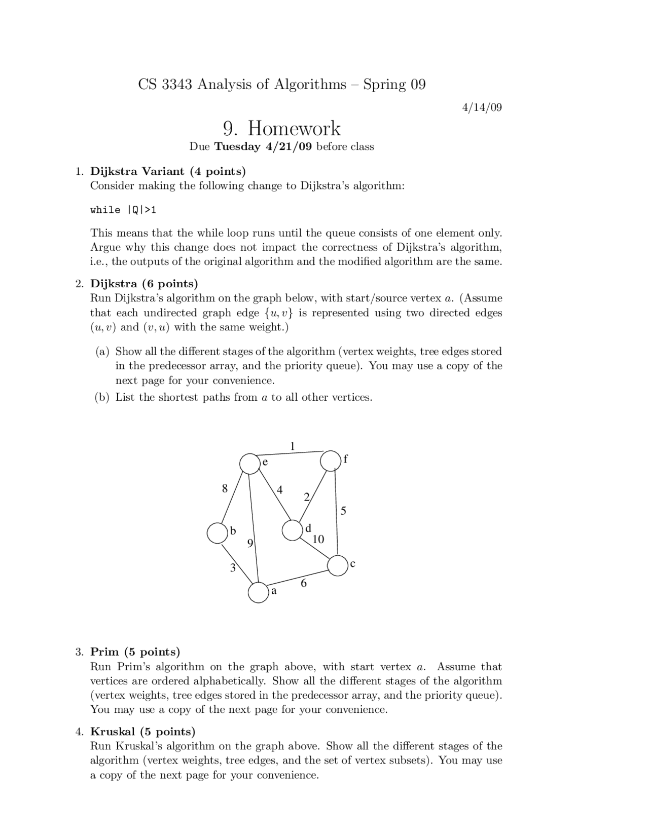 Dijkstra’s Variant on Analysis of Algorithm - Homework 9 | CS 3343 ...