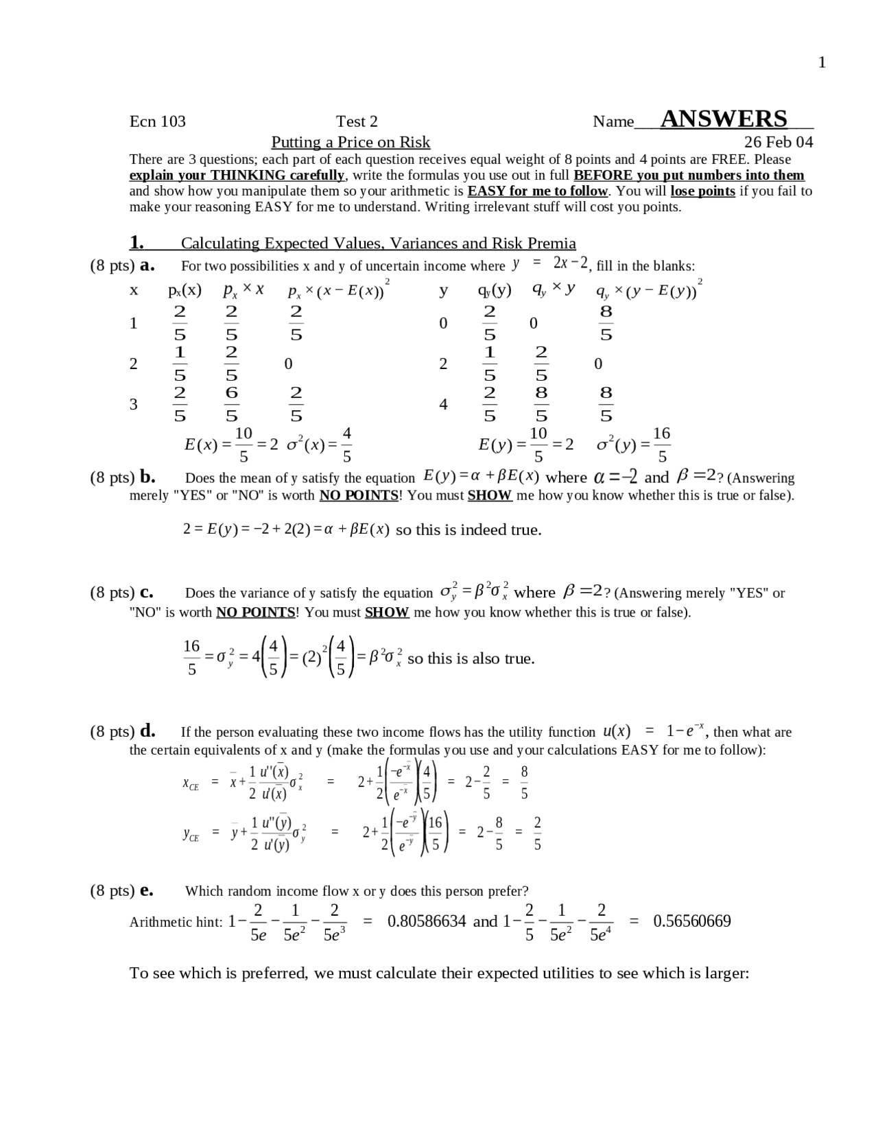 Notes For Test 2 Review Economic Of Uncertainty Ecn 103 Docsity Notes For Test 2 Review Economic Of Uncertainty Ecn 103 Docsity