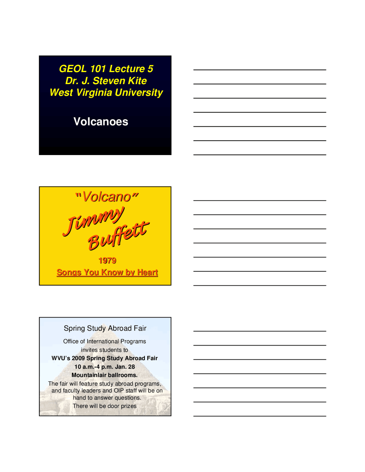 Lecture Slides on Volcanoes: Vents | GEOL 101 - Docsity
