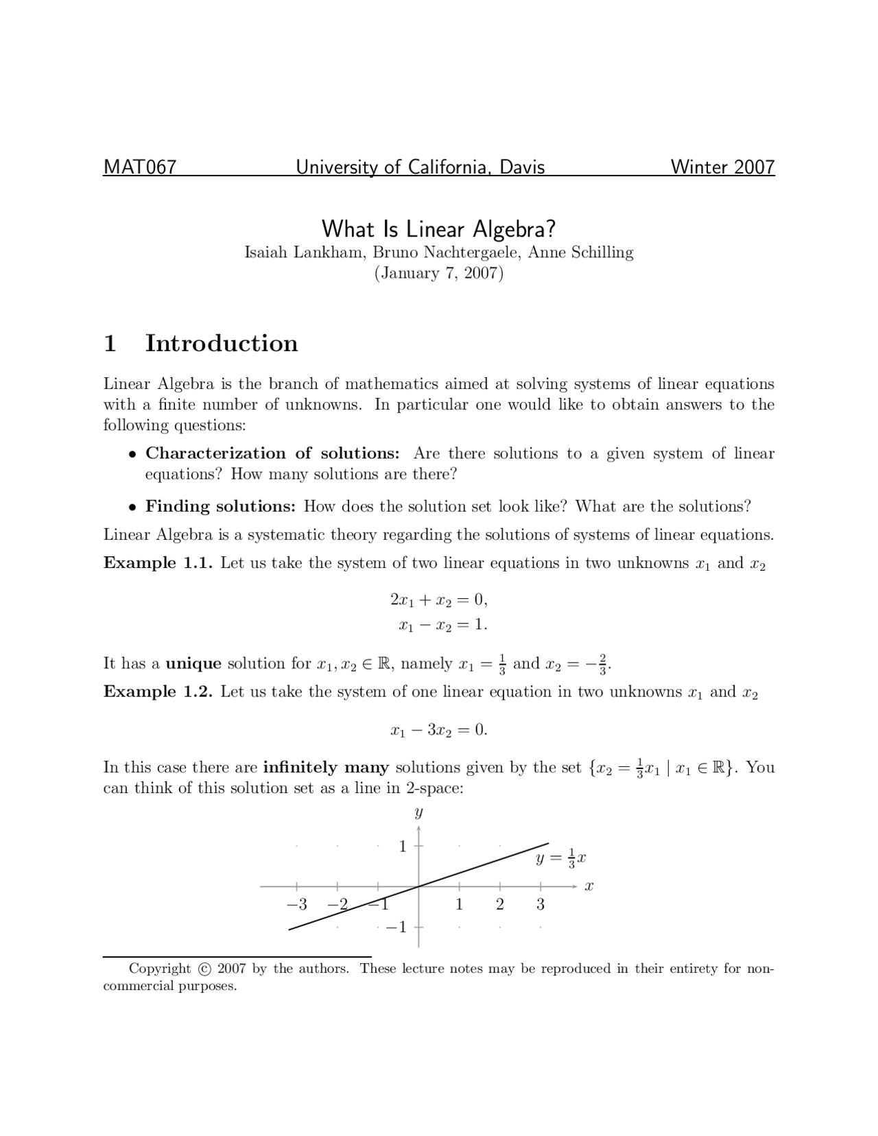 What is Linear Algebra - Modern Linear Algebra - Handout | MAT 067 ...