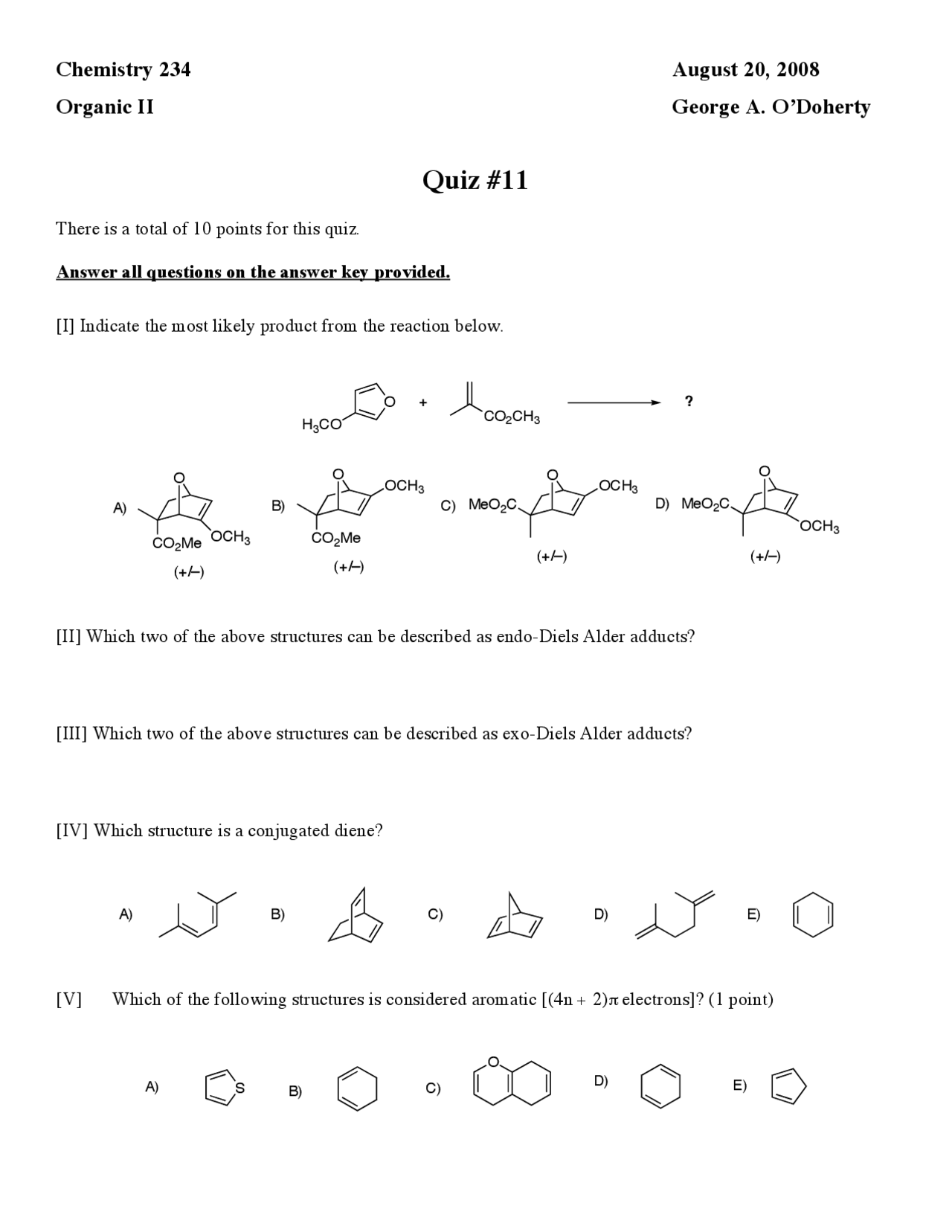 10 Solved Questions in Organic Chemistry - Quiz 11 | CHEM 234 | Quizzes ...