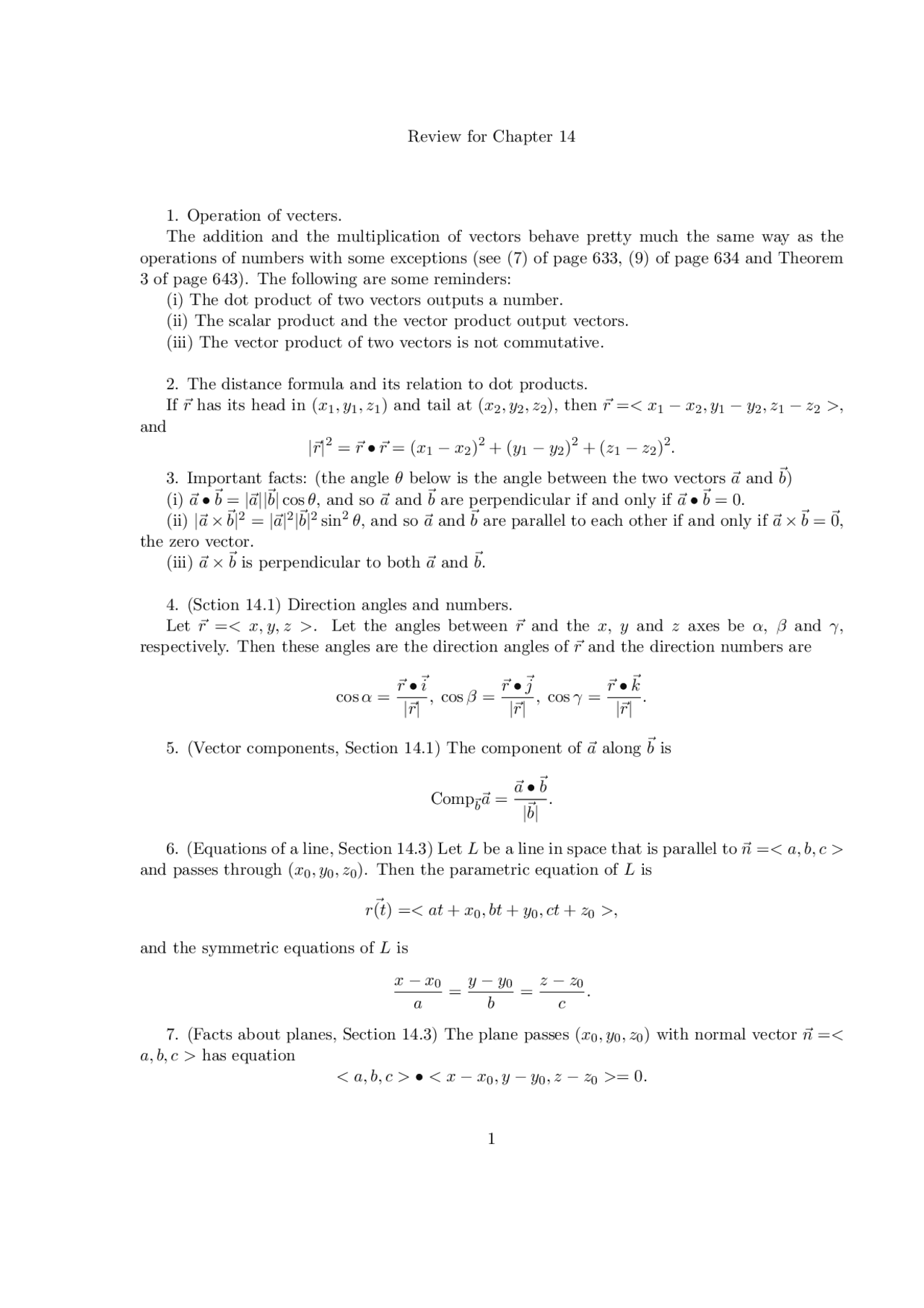 Review Notes on Multivariable Calculus | MATH 251 - Docsity