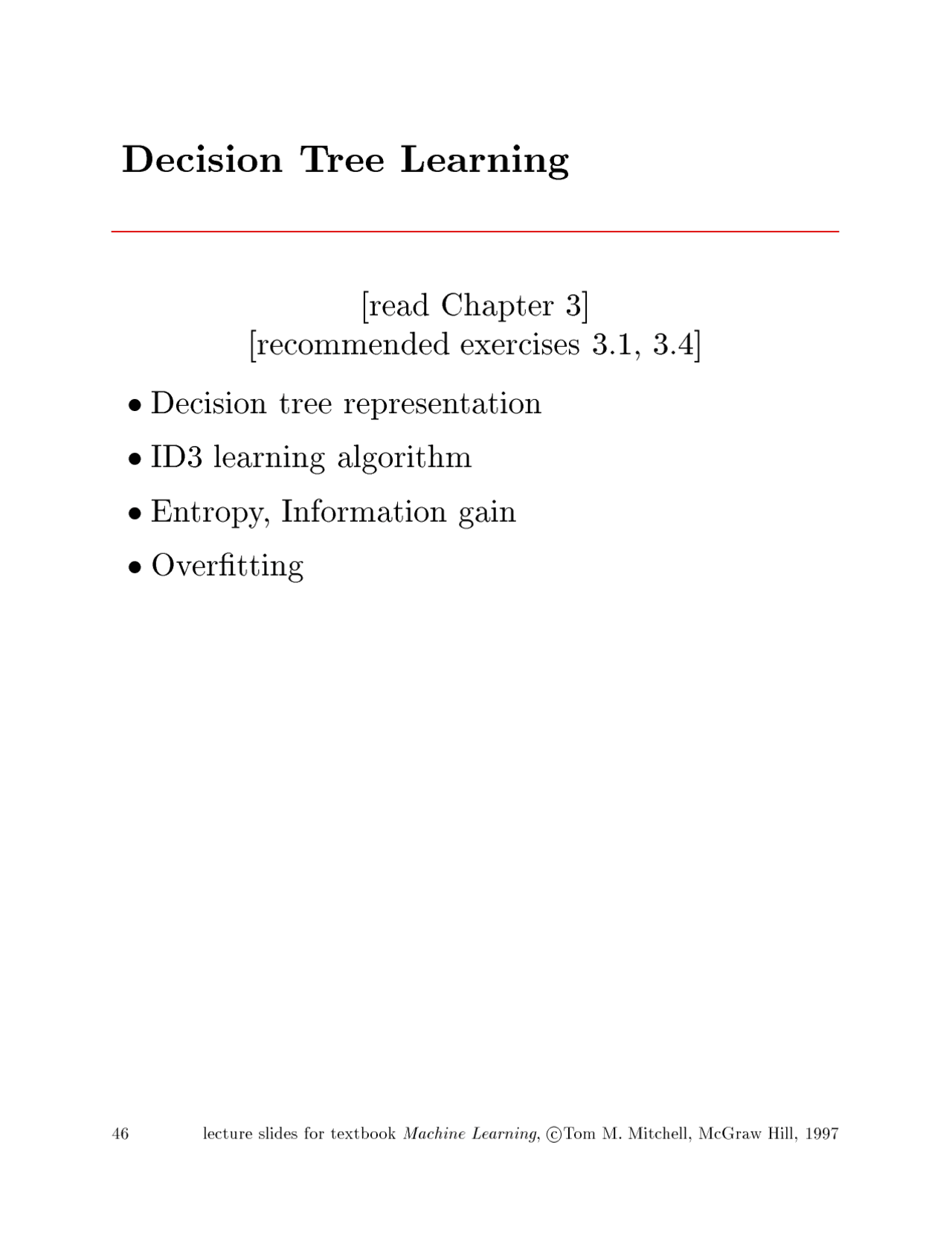 module 3.1 - classification - decision tree algorithm... Notes on Decision Tree Learning - Machine Learning | ECS 271 - Docsity