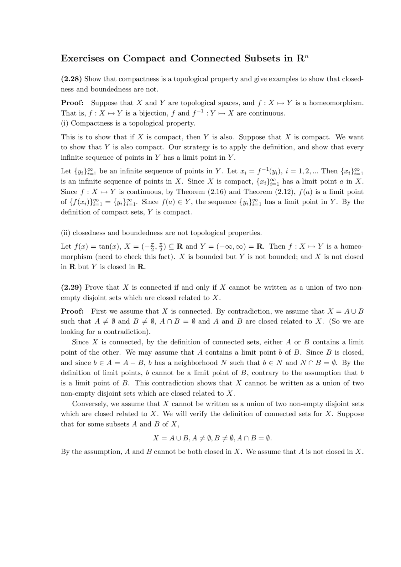 Exercises on Compact and Connected Subsets in R - Assignment | MATH 381 ...