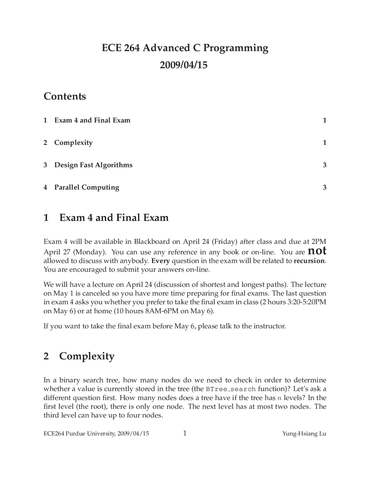 Study Guide for Exam 4 - Advanced C Programming | ECE 26400 - Docsity
