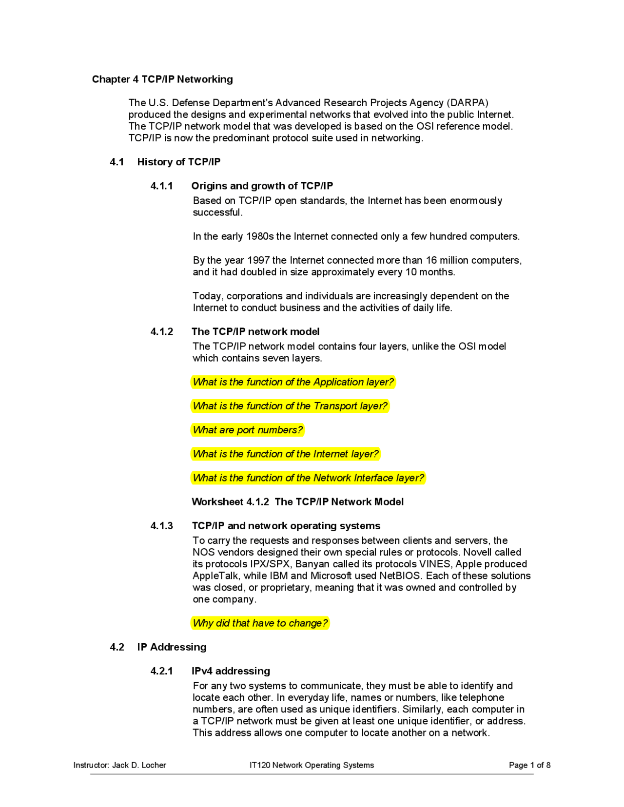 Tcp Paper TCP and IP Networking - Operating Systems I | IT 120 | Papers Operating ...