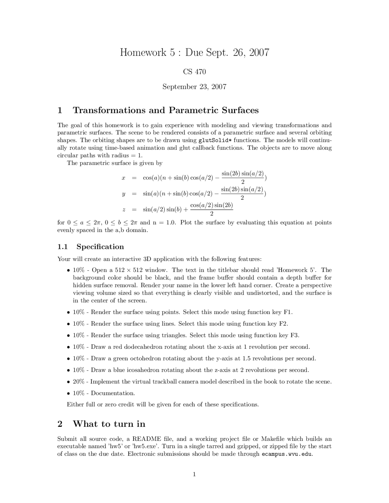 Introduction to Computer Graphics - Assignment | CS 470 - Docsity