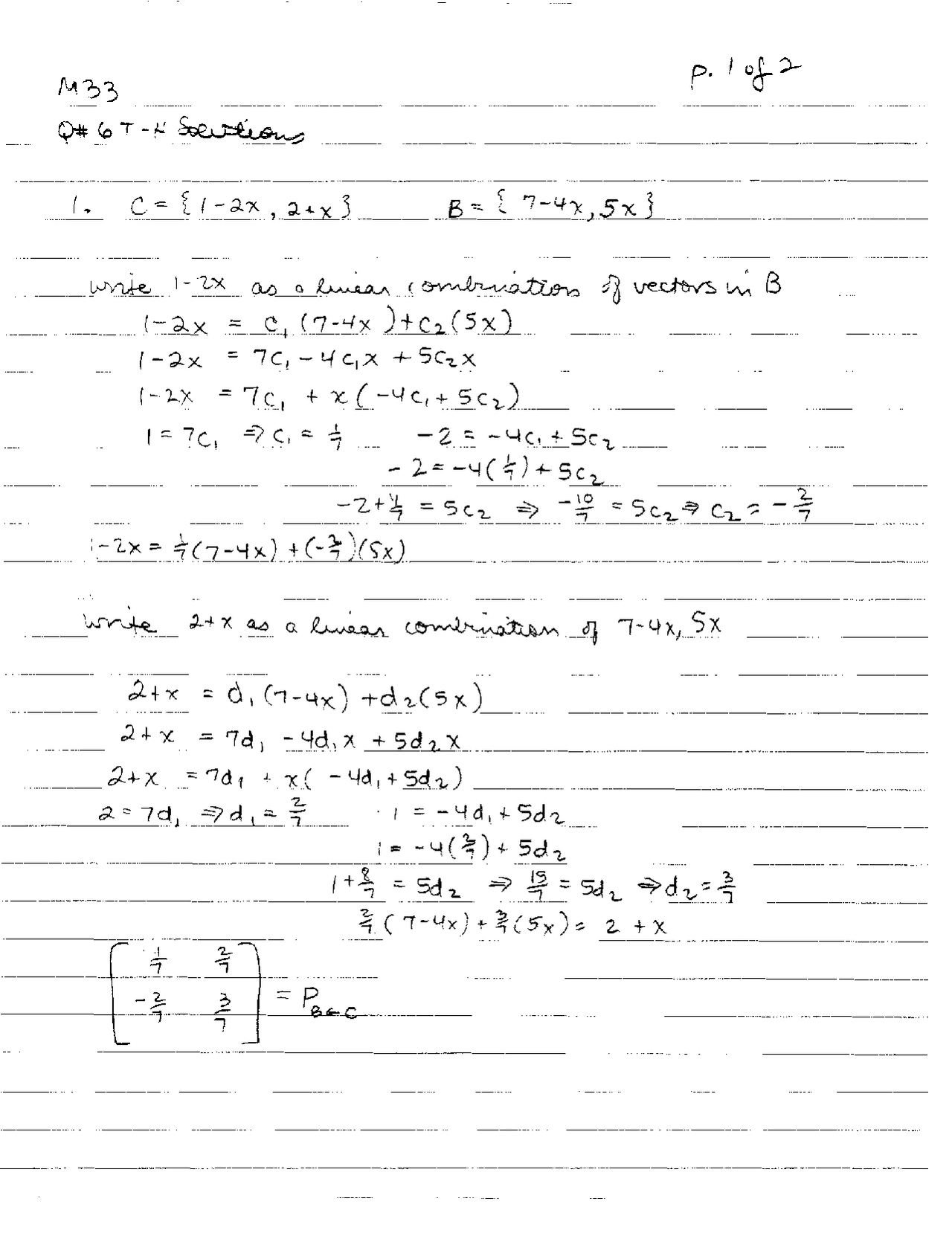 Solutions for Quiz 6 Differential Equations and Linear Algebra MATH