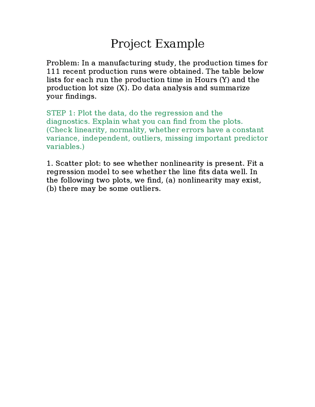 Regression Plan Example Project Examples on Regression Analysis - Study Guide | STA 108 | Study ...