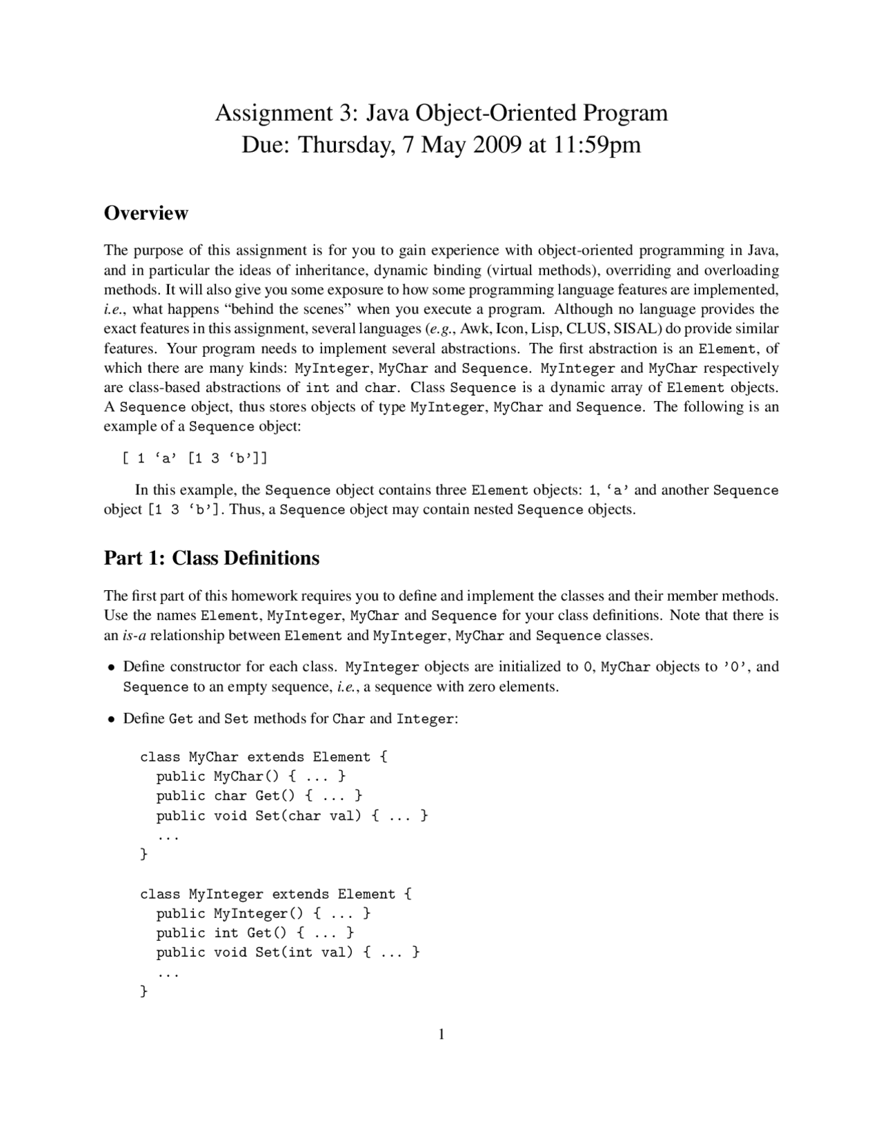 Question Of Oriented Programming Languages Assignment 3 ECS 140A Docsity