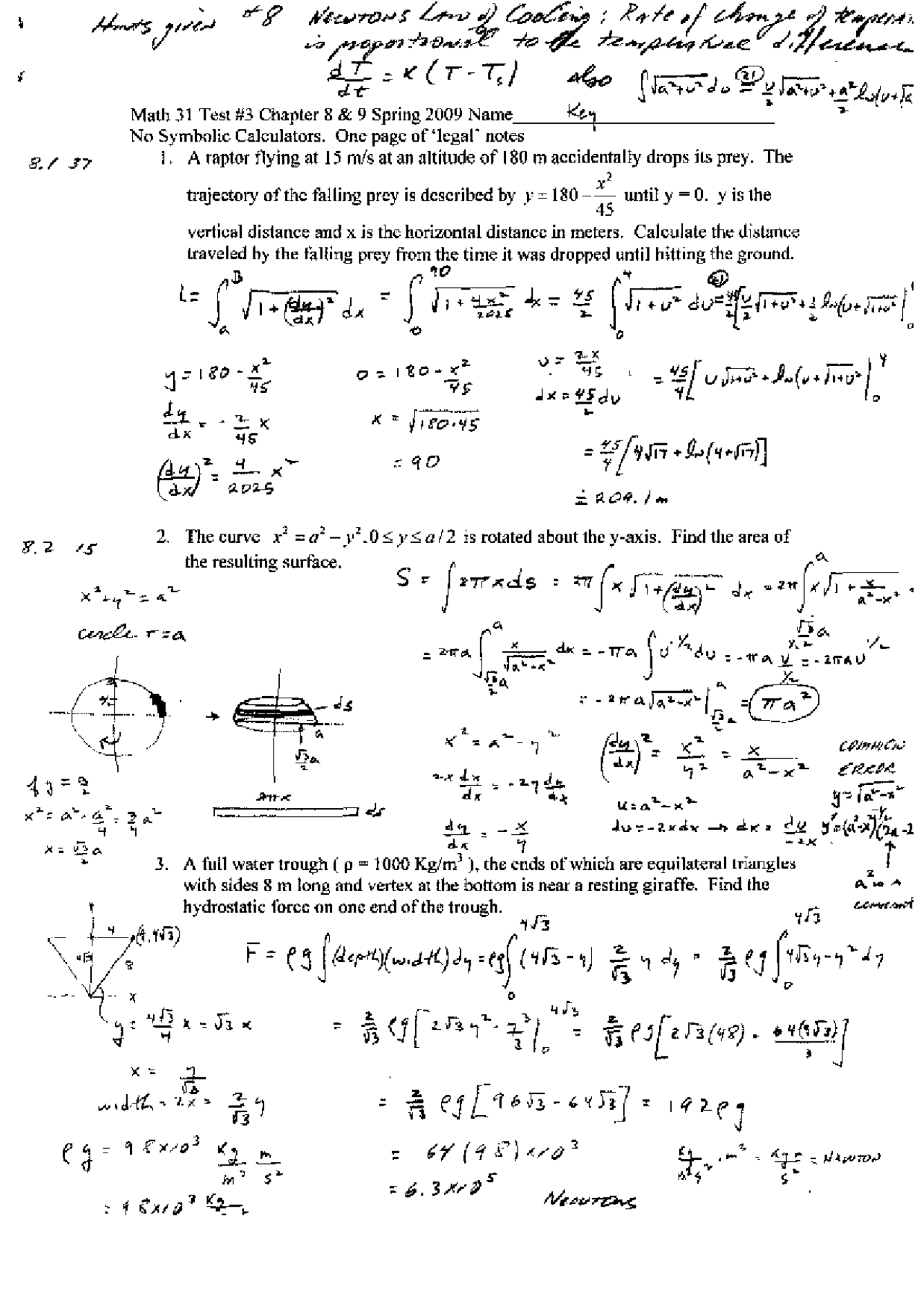 9 Solved Problems on Analytical Geometry of Calculus - Exam 3 | MATH ...