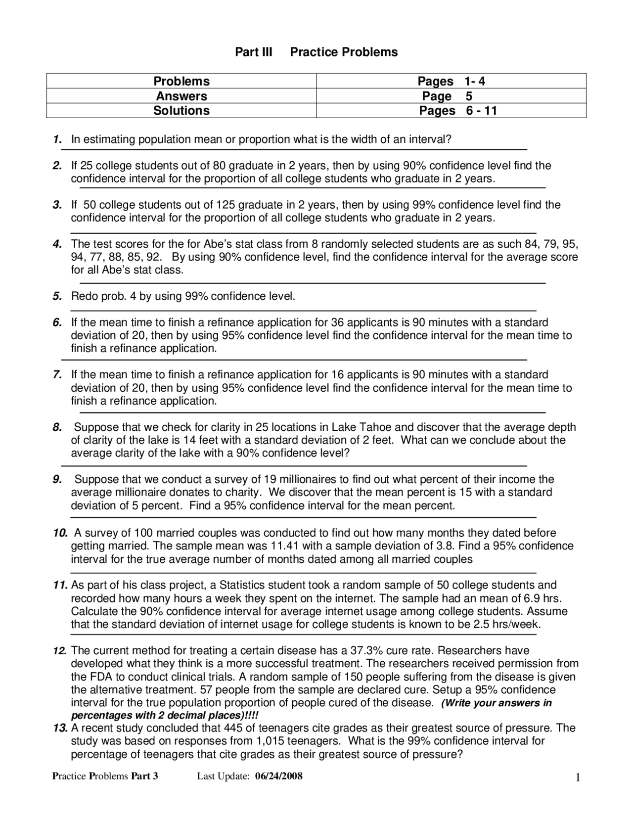 Exam Problems with Solution - Elementary Statistics | MATH 0013 | Exams ...