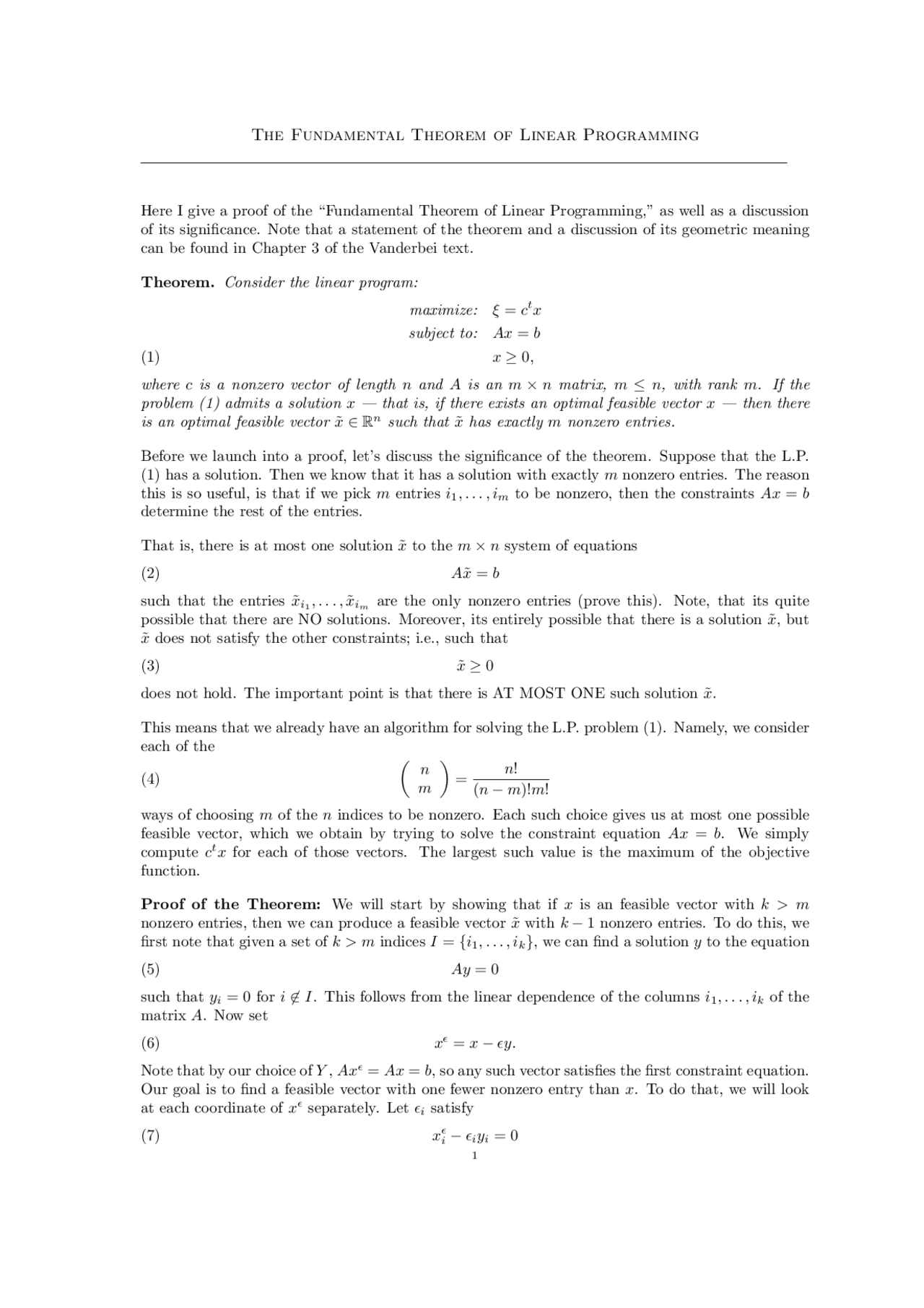 The Fundamental Theorem of Linear Programming - Lecture Notes | MAT 168 ...