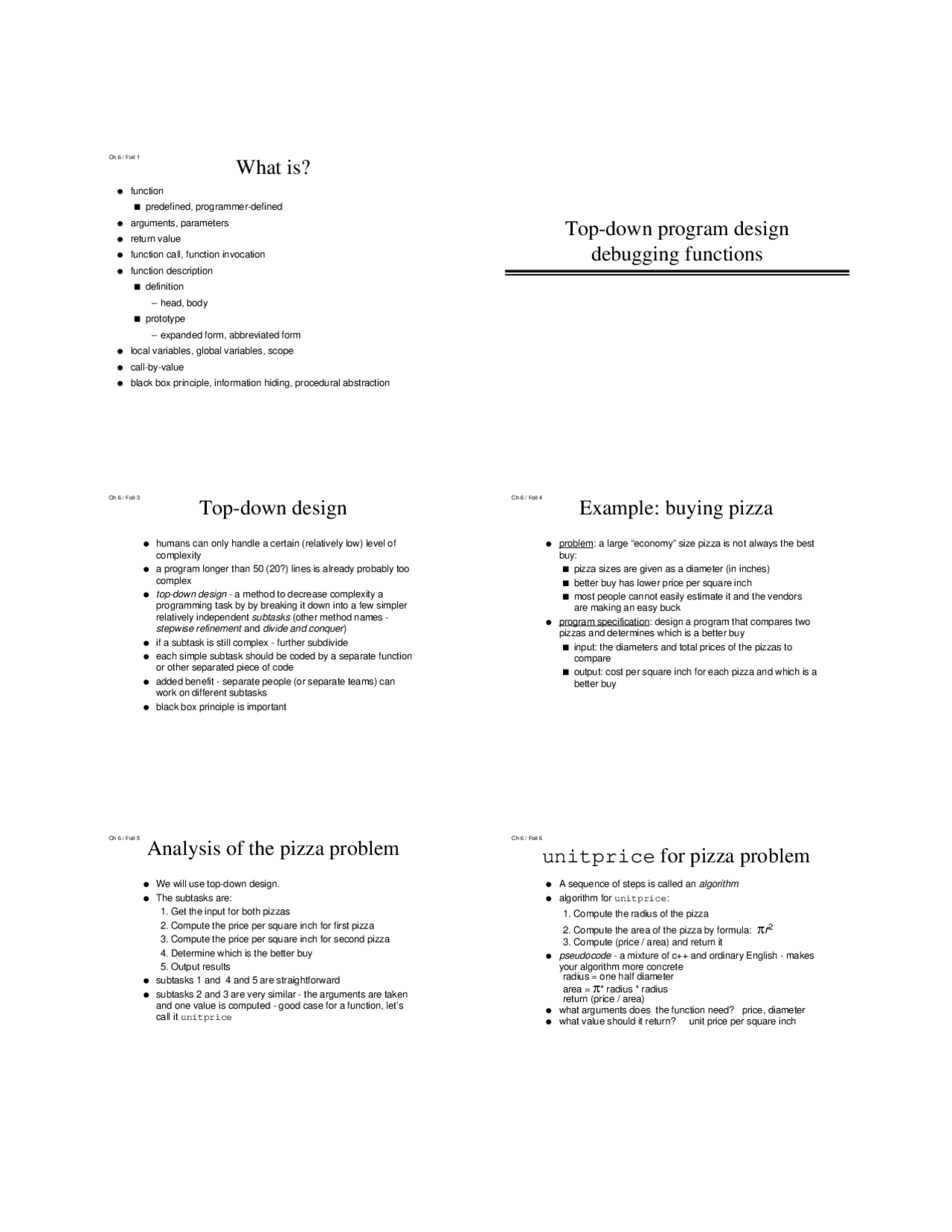 Top-Down Program Design Debugging Functions | CS 23021 | Study notes ...