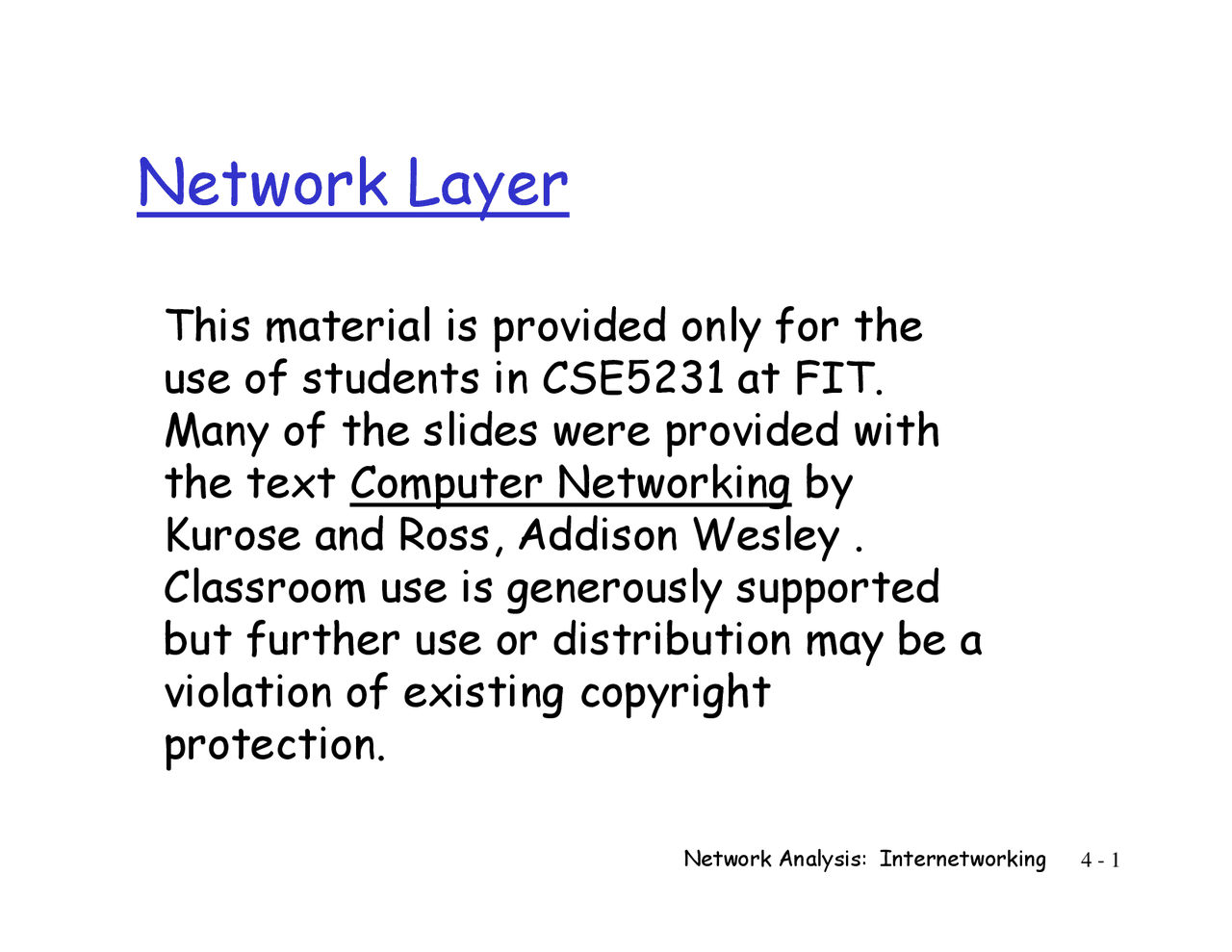 Notes on Network Layer - Computer Networks | CSE 5231 - Docsity