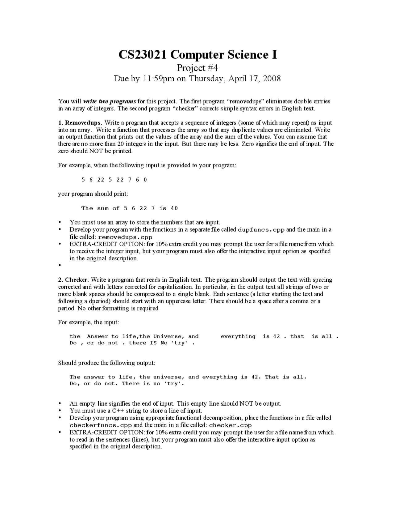 Project 4 - Computer Science I Programming and Problem Solving | CS ...