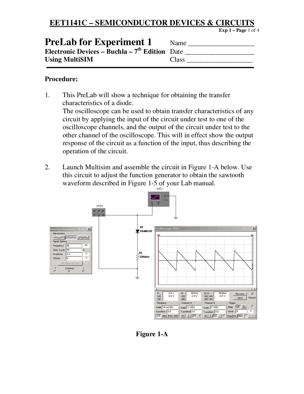 Semiconductor Devices and Circuits - Lab Manual | EET 1141C - Docsity