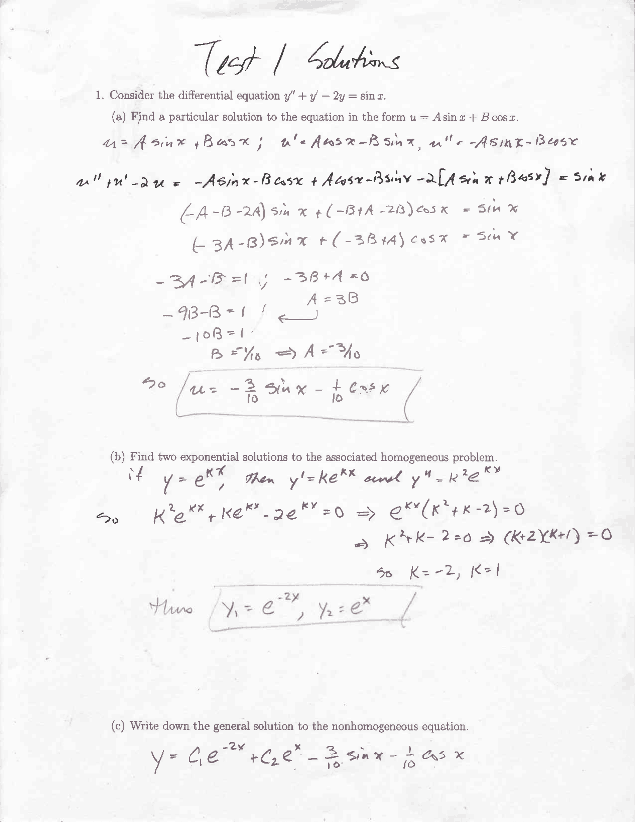 Calculus I - Test 1 Questions with Solutions | MATH 1161 | Exams ...