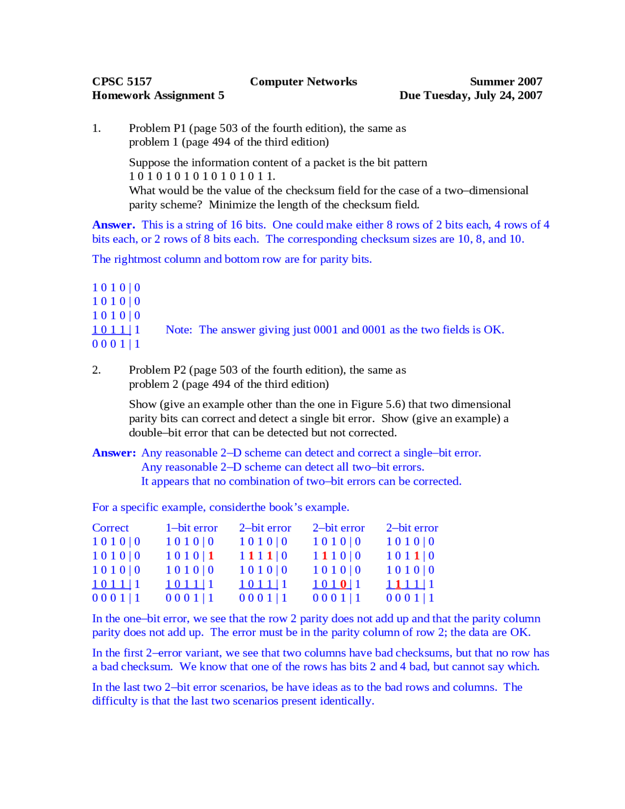 Homework Assignment 5 Solutions - Computer Networks | CPSC 5157U ...
