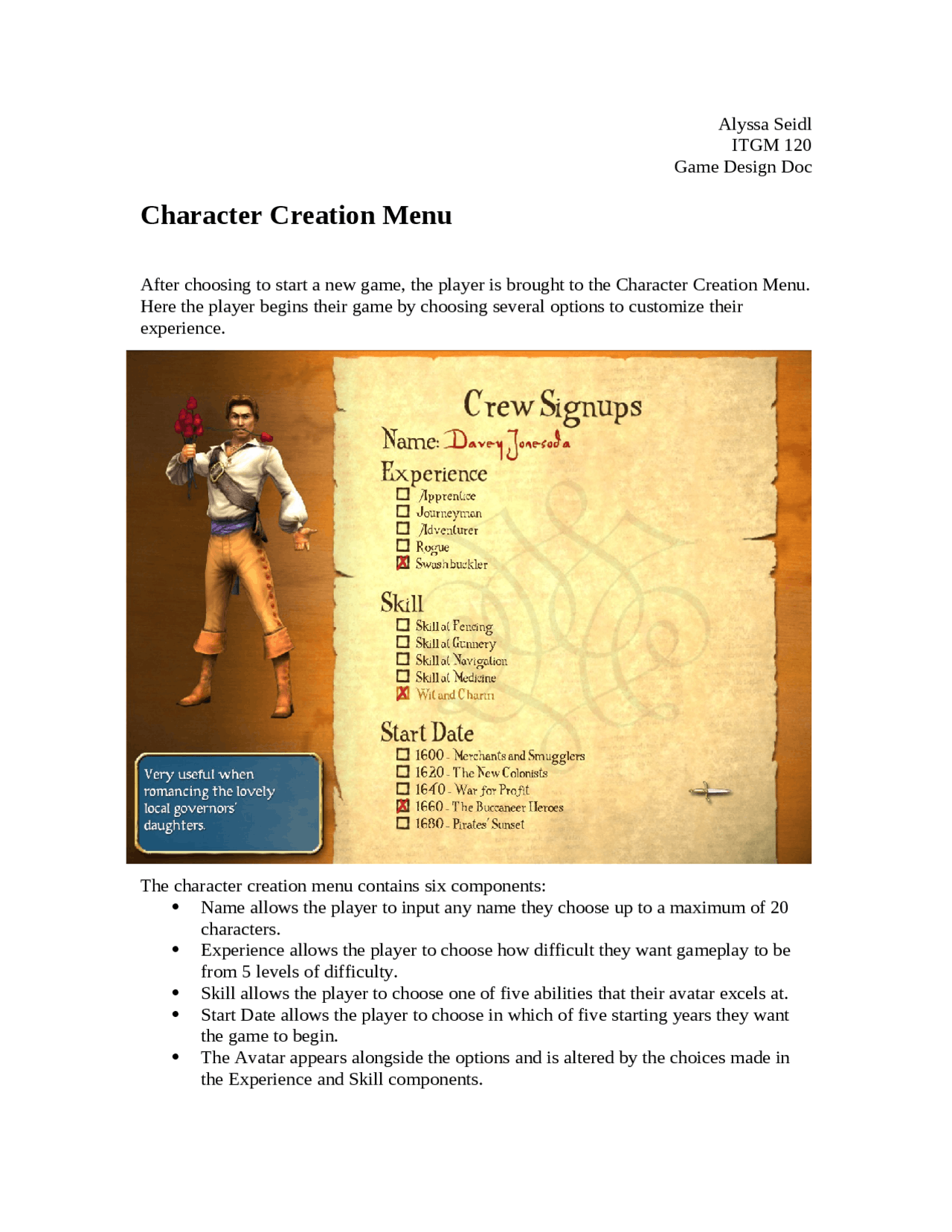 Character Creation Menu - Lecture Slides | ITGM 120 - Docsity