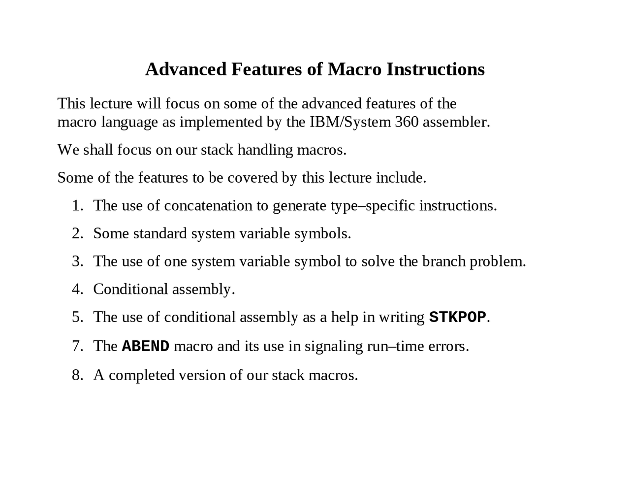 Macro Instructions Advanced Features of Macro Instructions - Lecture Notes | CPSC 3121 ...