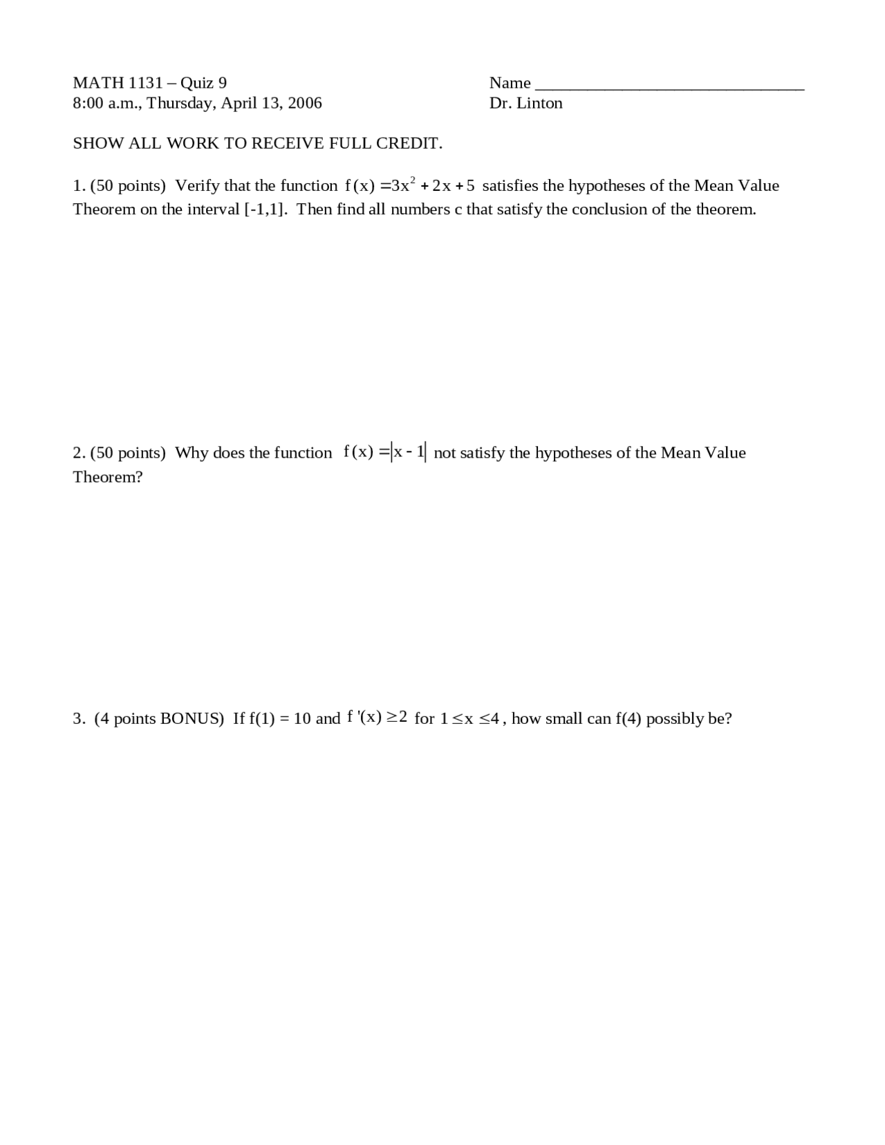 3 Practice Problems on Calculus with Analytic Geometry 2 - Quiz 9 ...