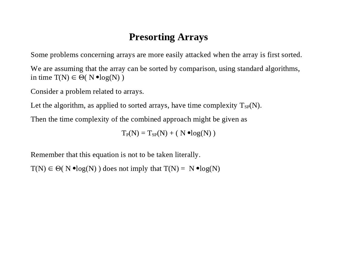 Notes on Presorting Arrays - Algorithm Analysis and Design | CPSC 5115G ...