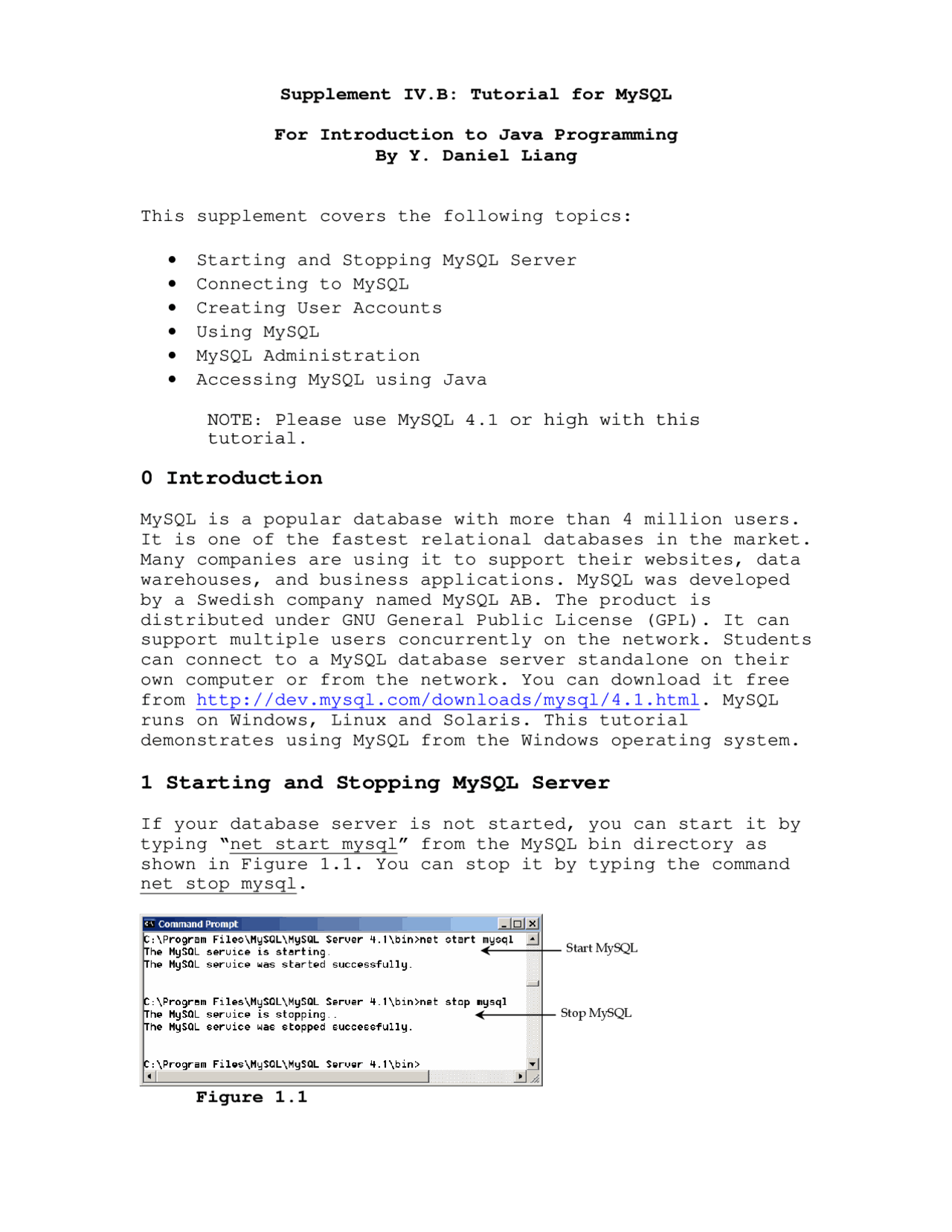 Starting and Stopping MySQL Server, Creating Your Account - Notes | CSCI  1301 | Study notes Computer Science | Docsity