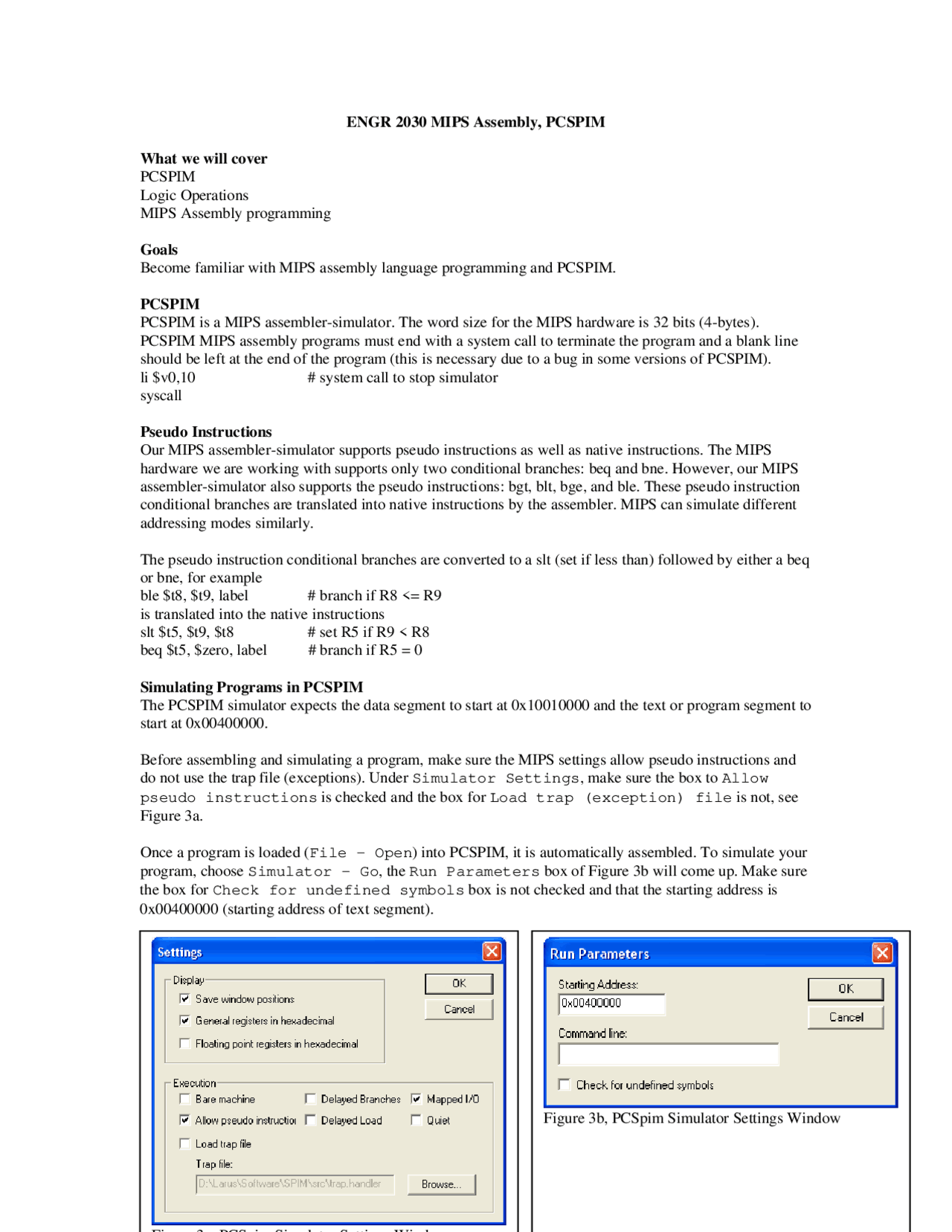 Notes for MIPS Assembly Programming | ENGR 2030 - Docsity