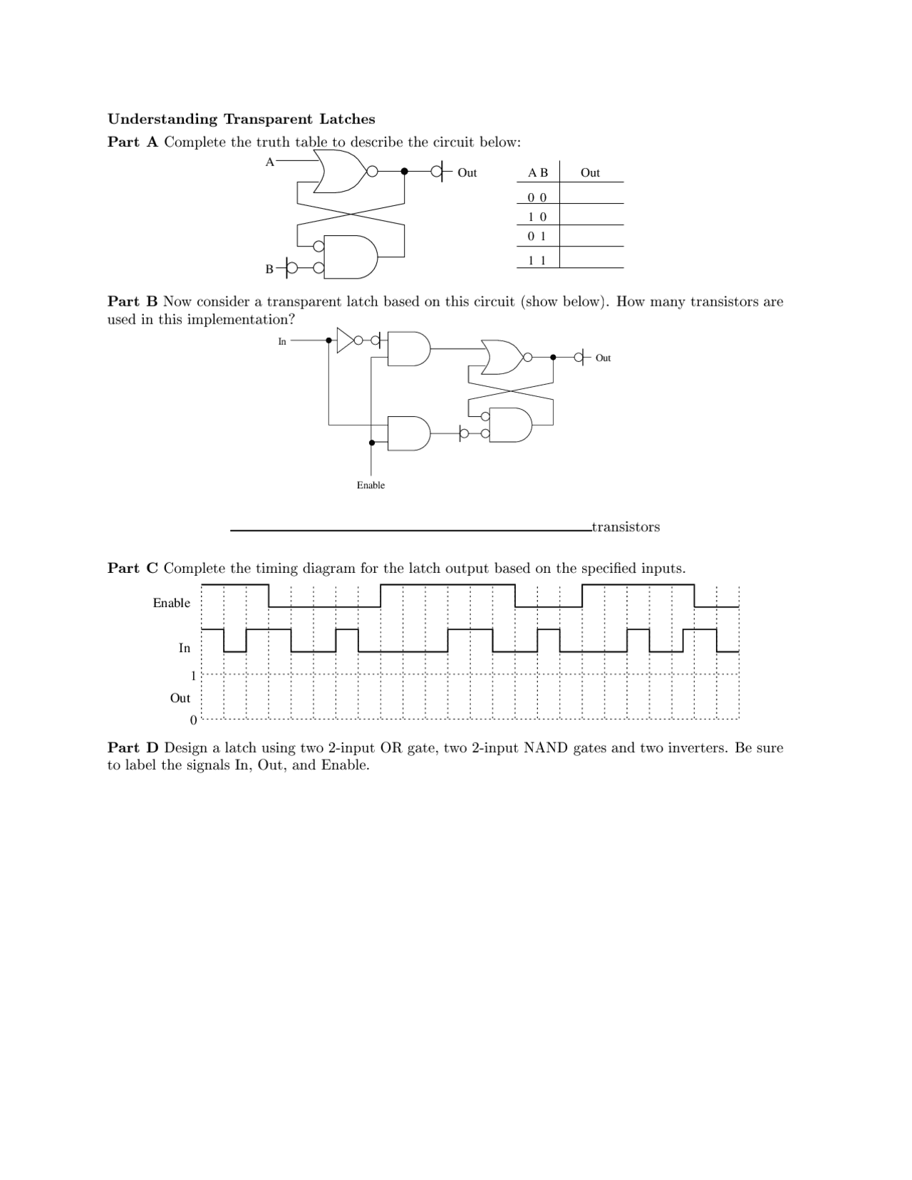 Transparent Latches for Introduction to Computer Engineering | ECE 2030 ...